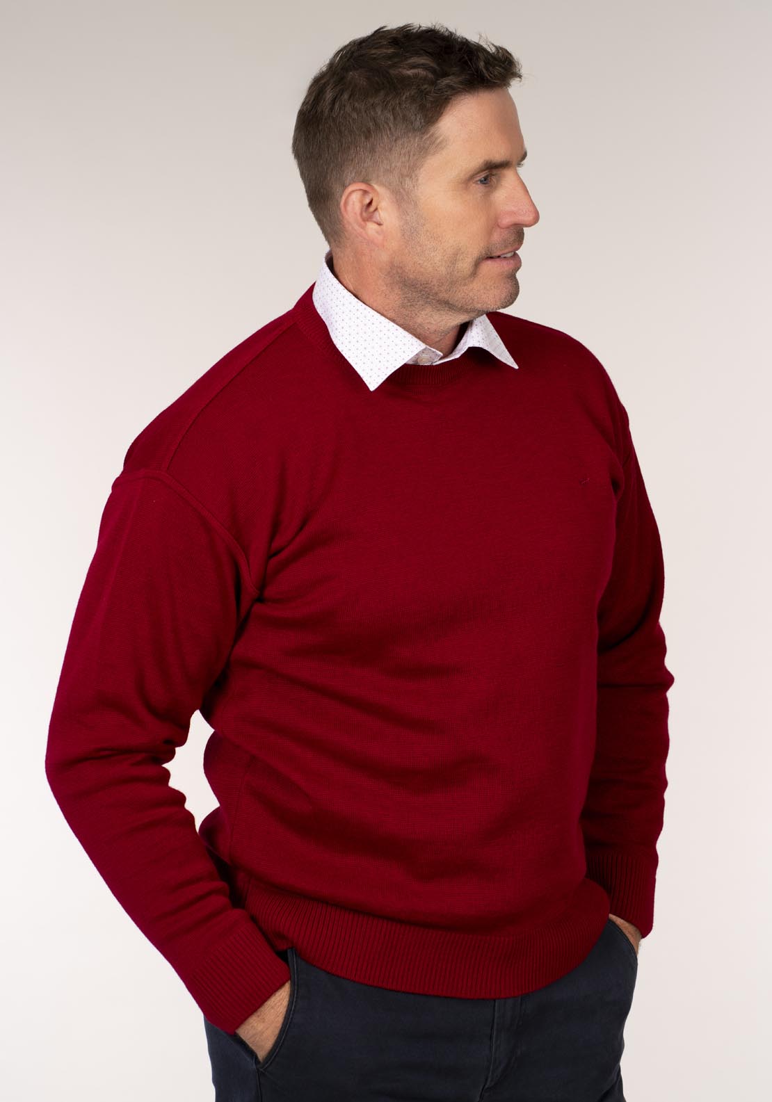 Yeats Plain Crew Neck Knitwear - Pink 4 Shaws Department Stores