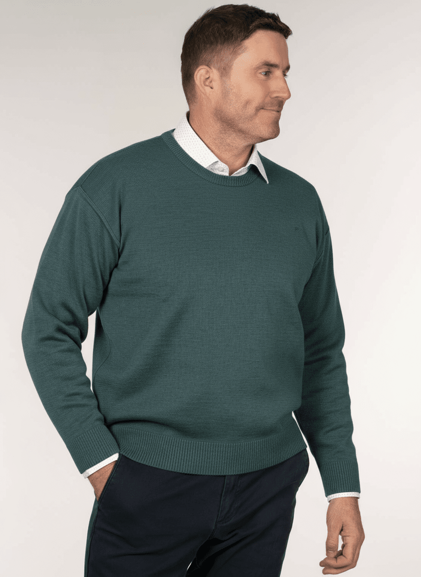 Yeats Plain Crew Neck Knitwear - Blue 1 Shaws Department Stores