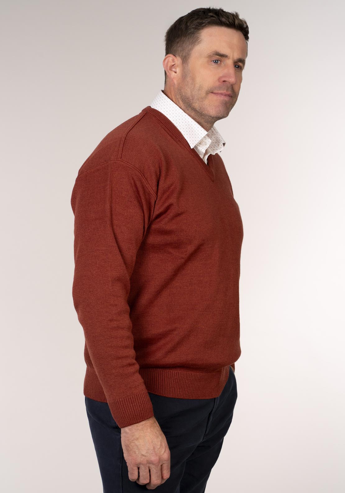 Yeats Plain V Neck Knitwear - Orange 3 Shaws Department Stores