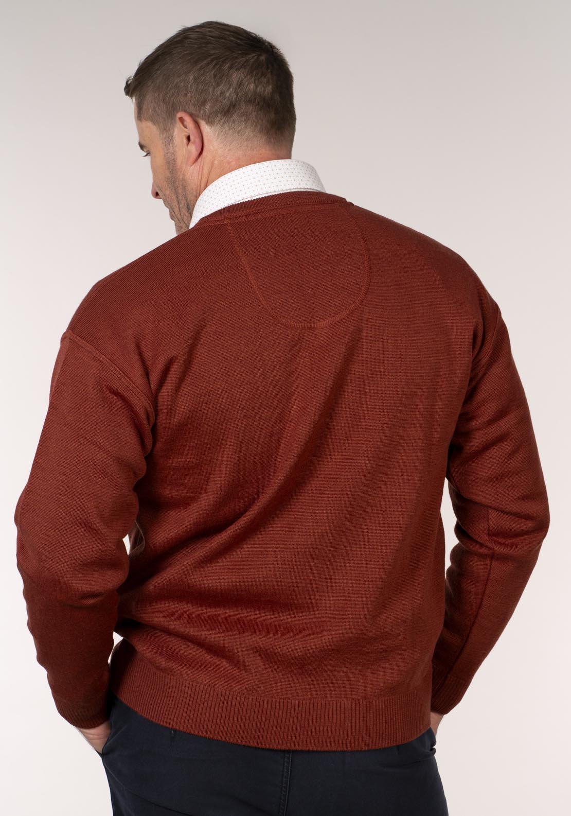 Yeats Plain V Neck Knitwear - Orange 2 Shaws Department Stores