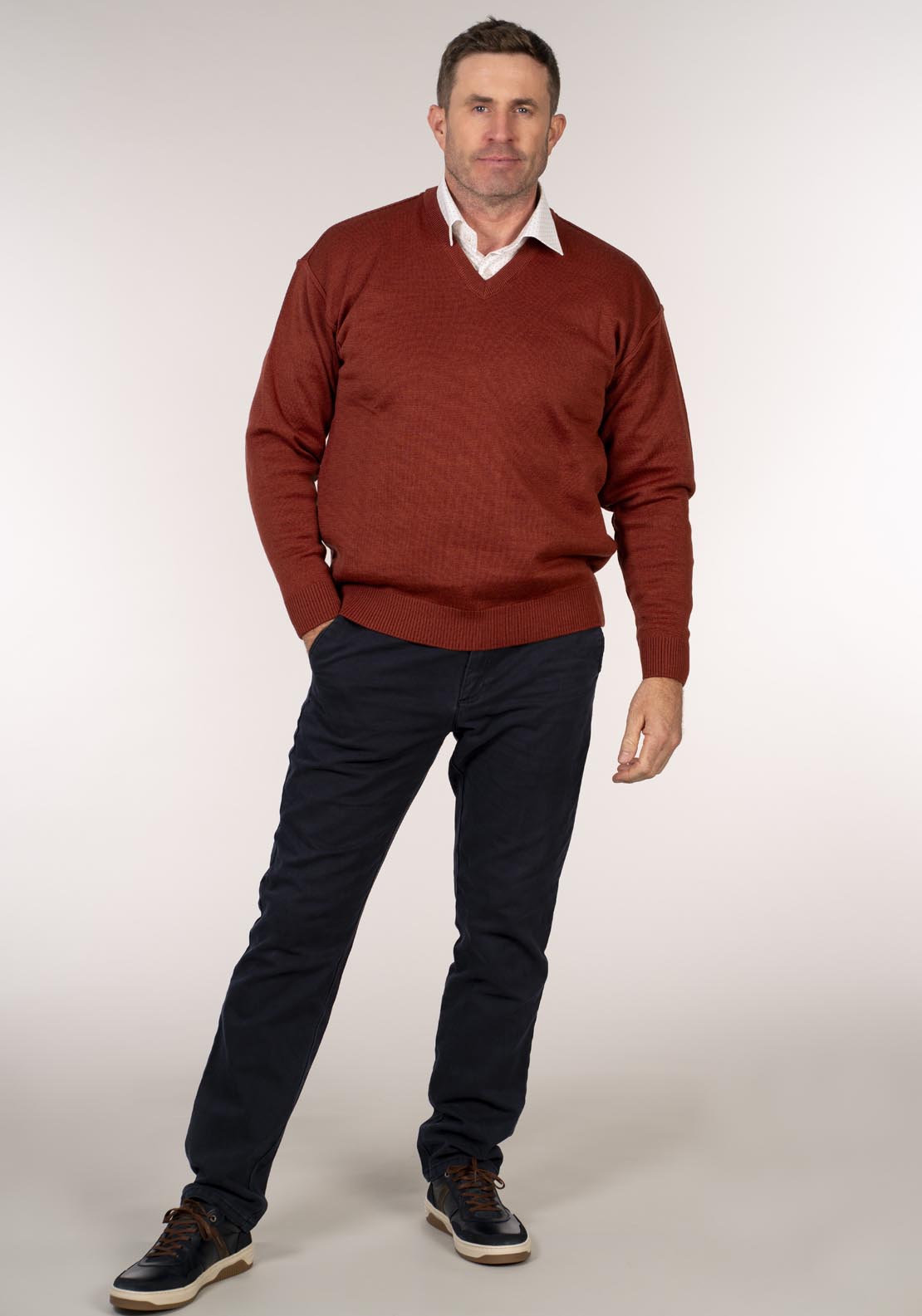 Yeats Plain V Neck Knitwear - Orange 5 Shaws Department Stores