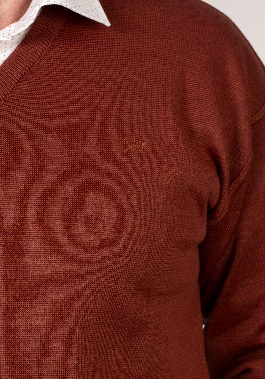 Yeats Plain V Neck Knitwear - Orange 4 Shaws Department Stores