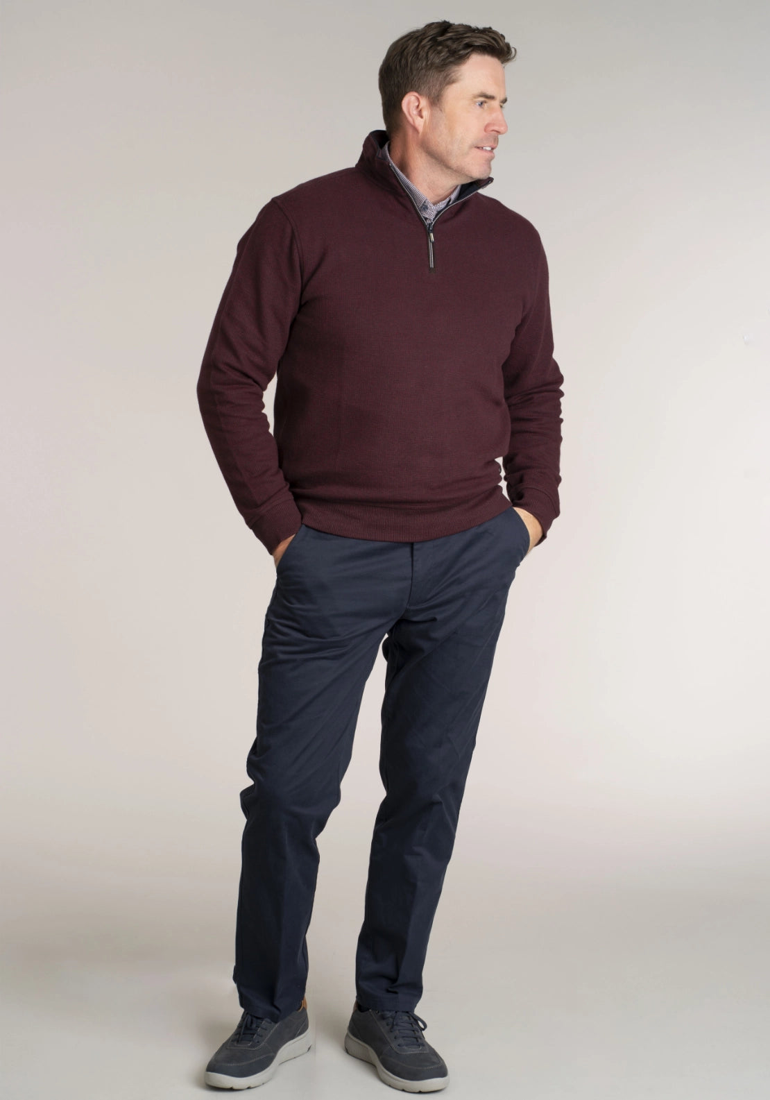 1/4 Zip Sweatshirt - Port Red