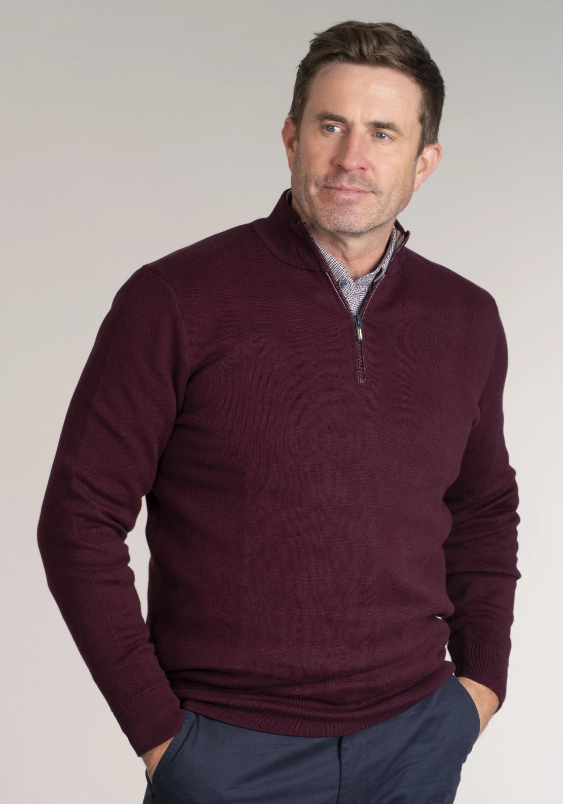 1/4 Zip Sweatshirt - Dark Cassis