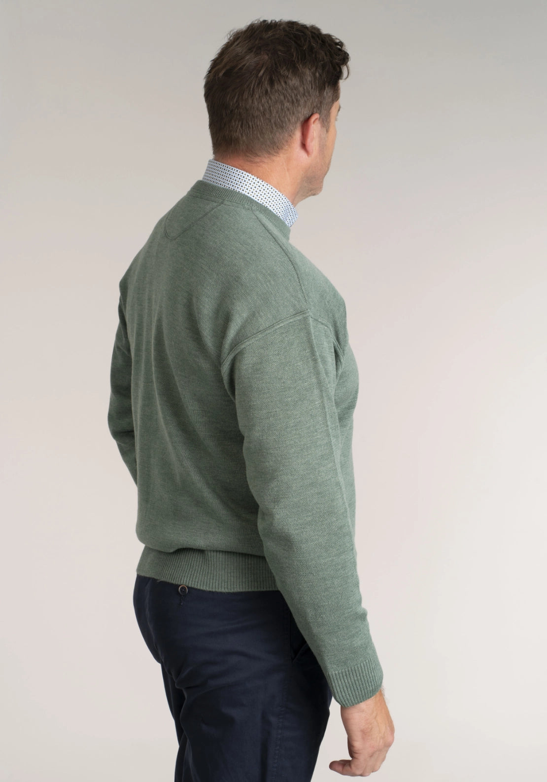 Plain Essential Crew Neck Knit - Thyme