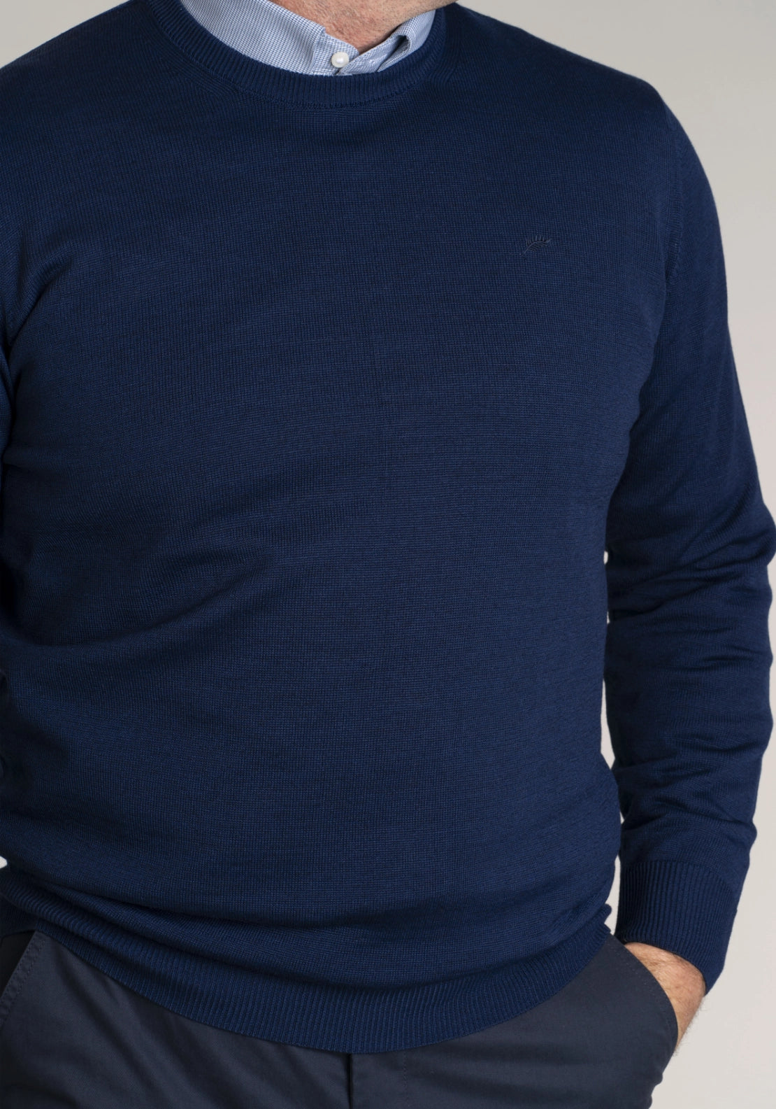 50/50 Merino Plain Knit Crew - Navy