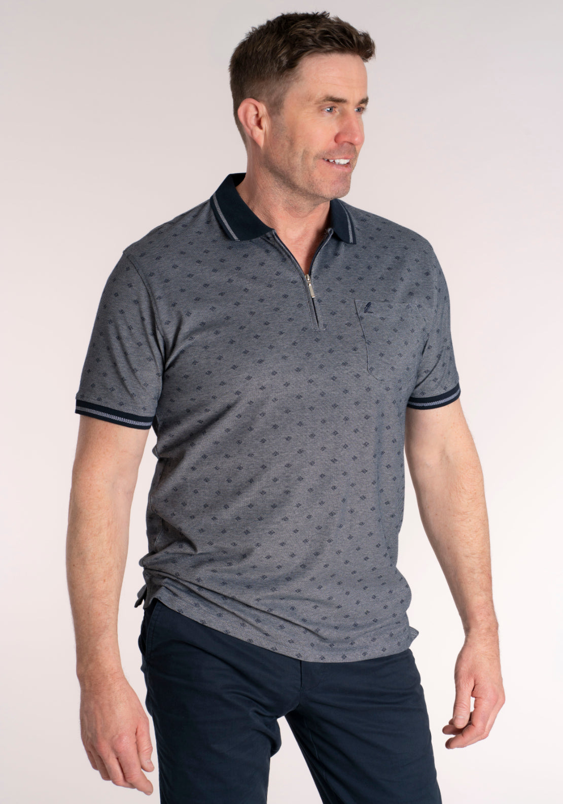 Yeats 100% Cotton Pique Polo - Dark Sapphire 1 Shaws Department Stores