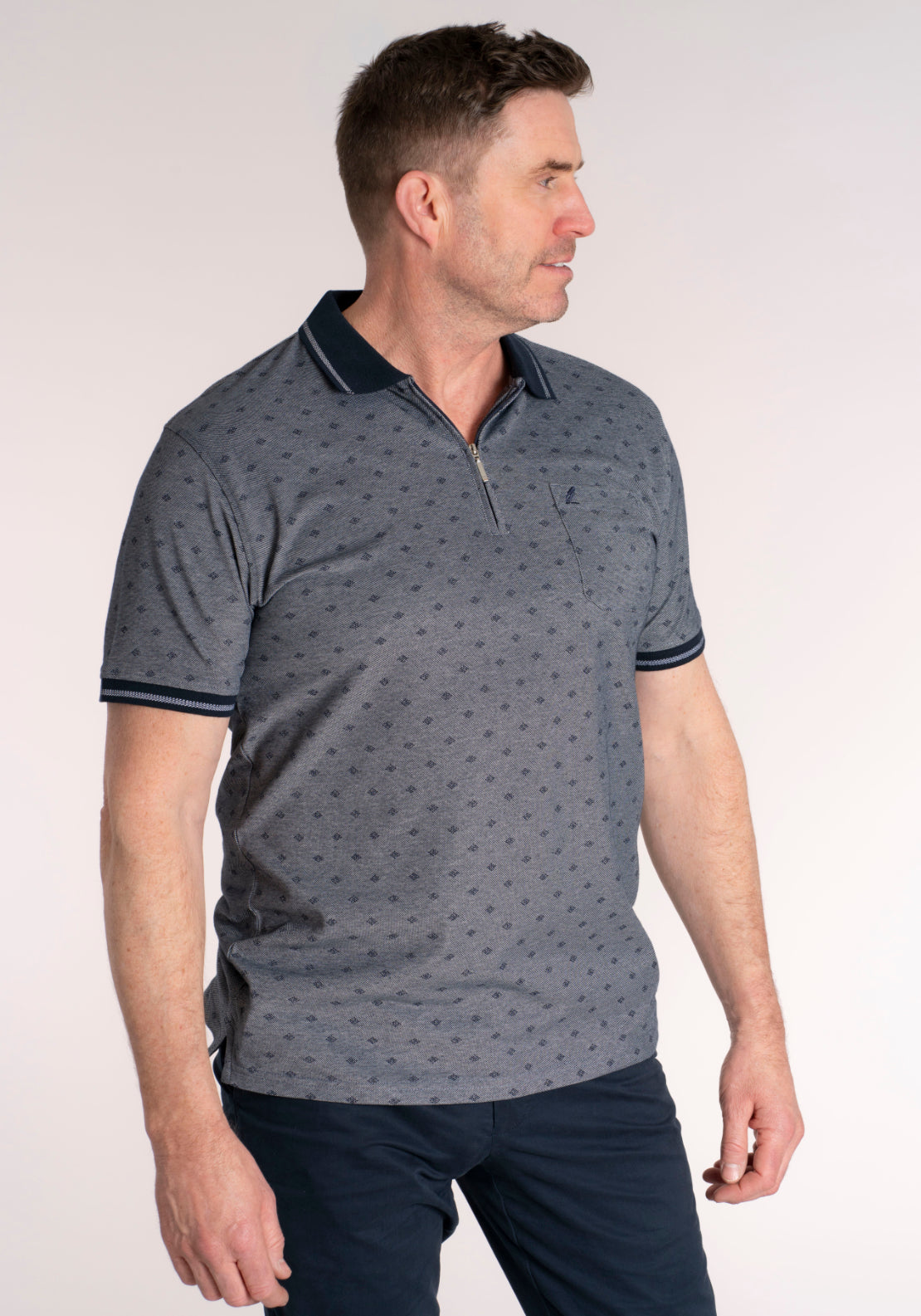 Yeats 100% Cotton Pique Polo - Dark Sapphire 4 Shaws Department Stores