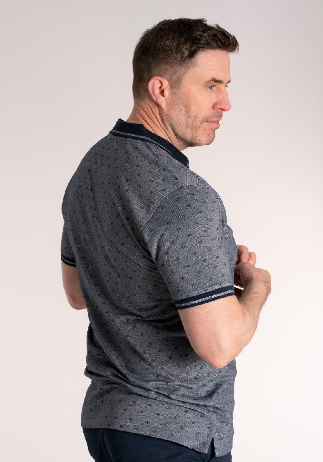 Yeats 100% Cotton Pique Polo - Dark Sapphire 3 Shaws Department Stores
