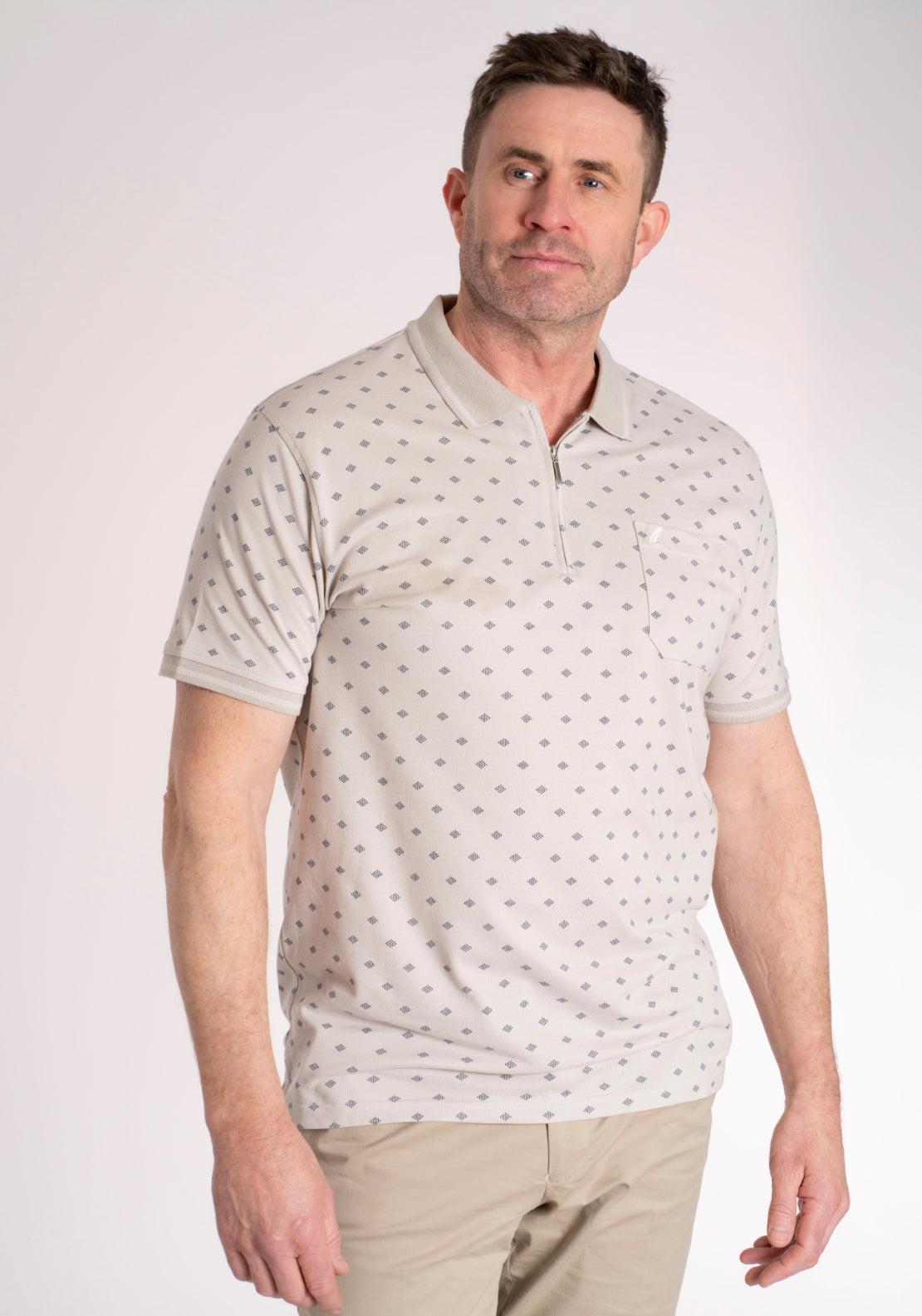 Yeats 100% Cotton Pique Polo - Dove 1 Shaws Department Stores