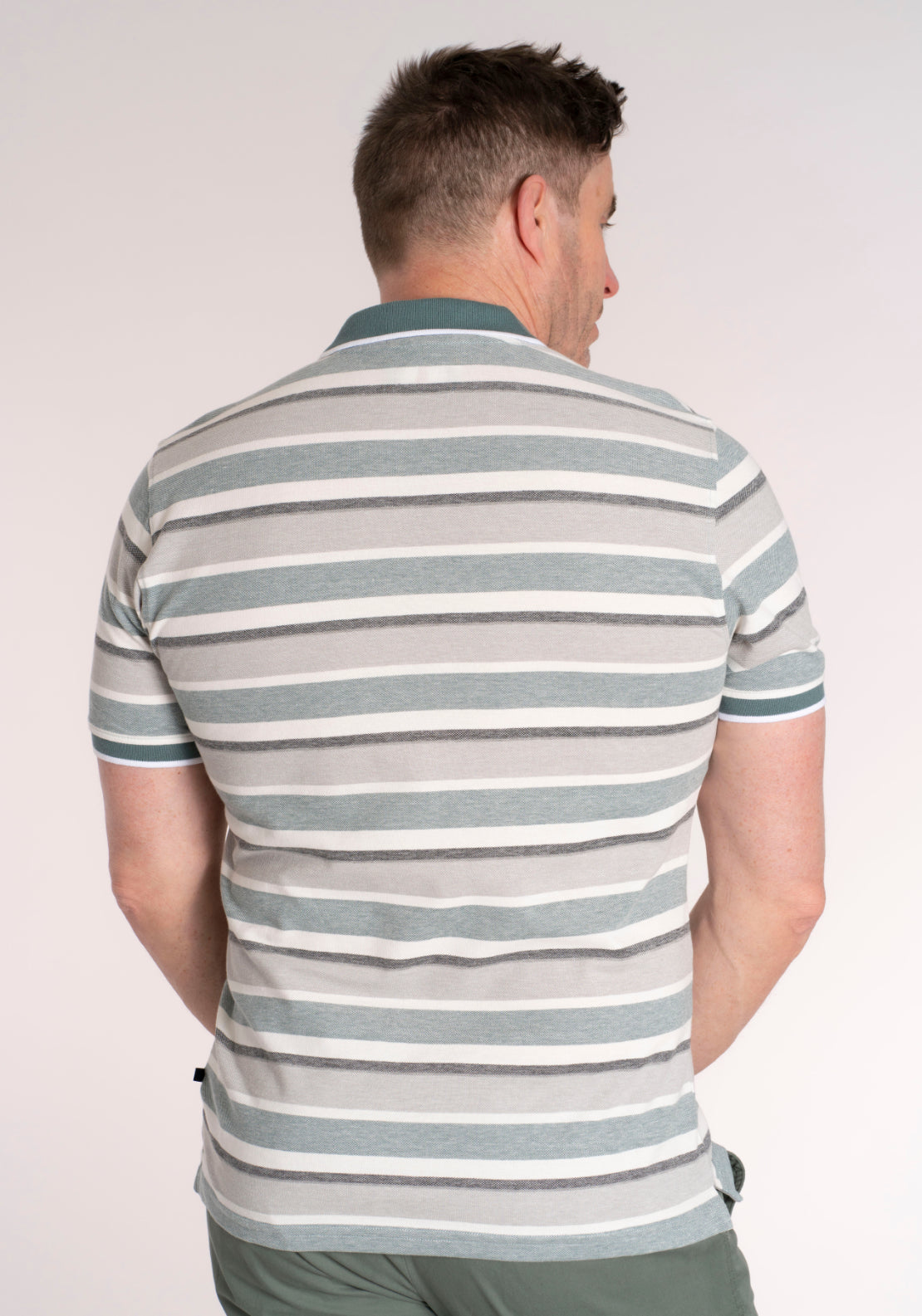 Yeats 100% Cotton Stripe Polo - North Atlantic 2 Shaws Department Stores