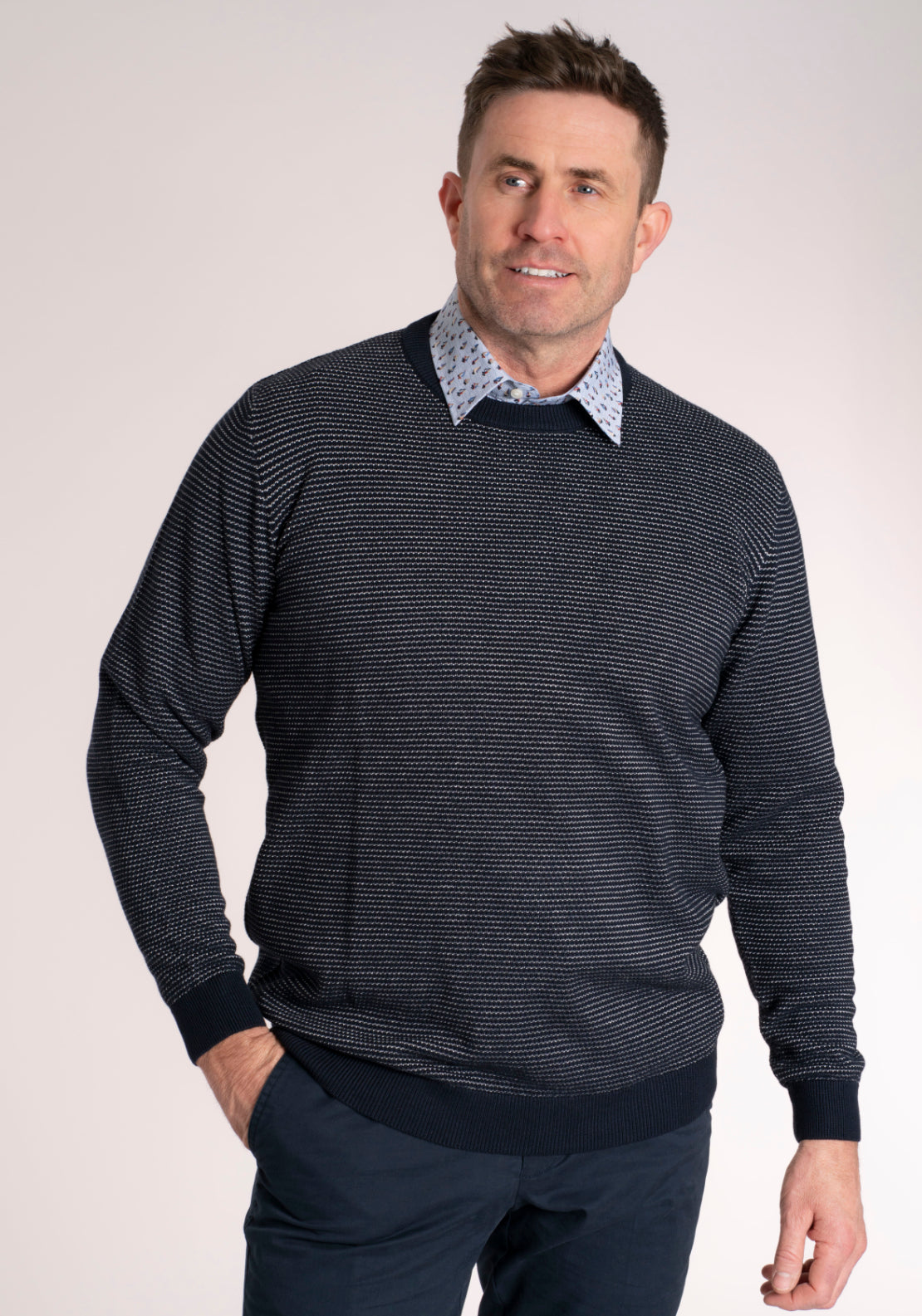 Yeats 100% Cotton Crew Neck Knitwear - Breathable Fabric 1 Shaws Department Stores