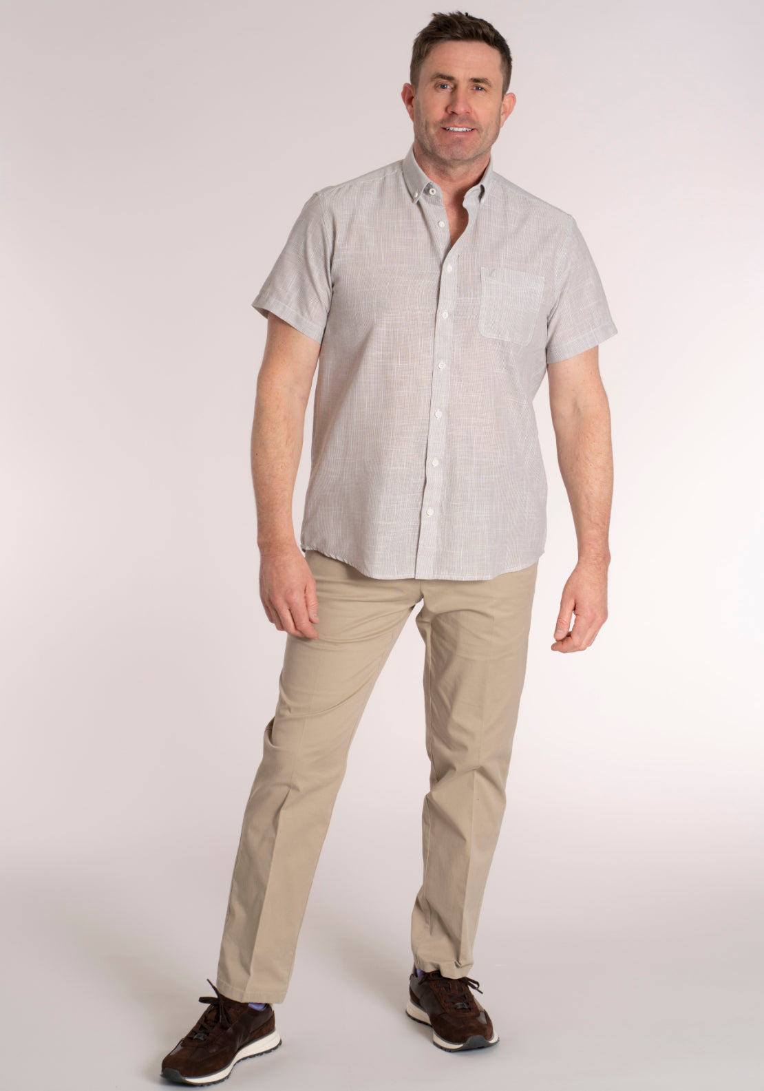 Yeats 100% Cotton Short Sleeve Plain Shirt - Dove 5 Shaws Department Stores