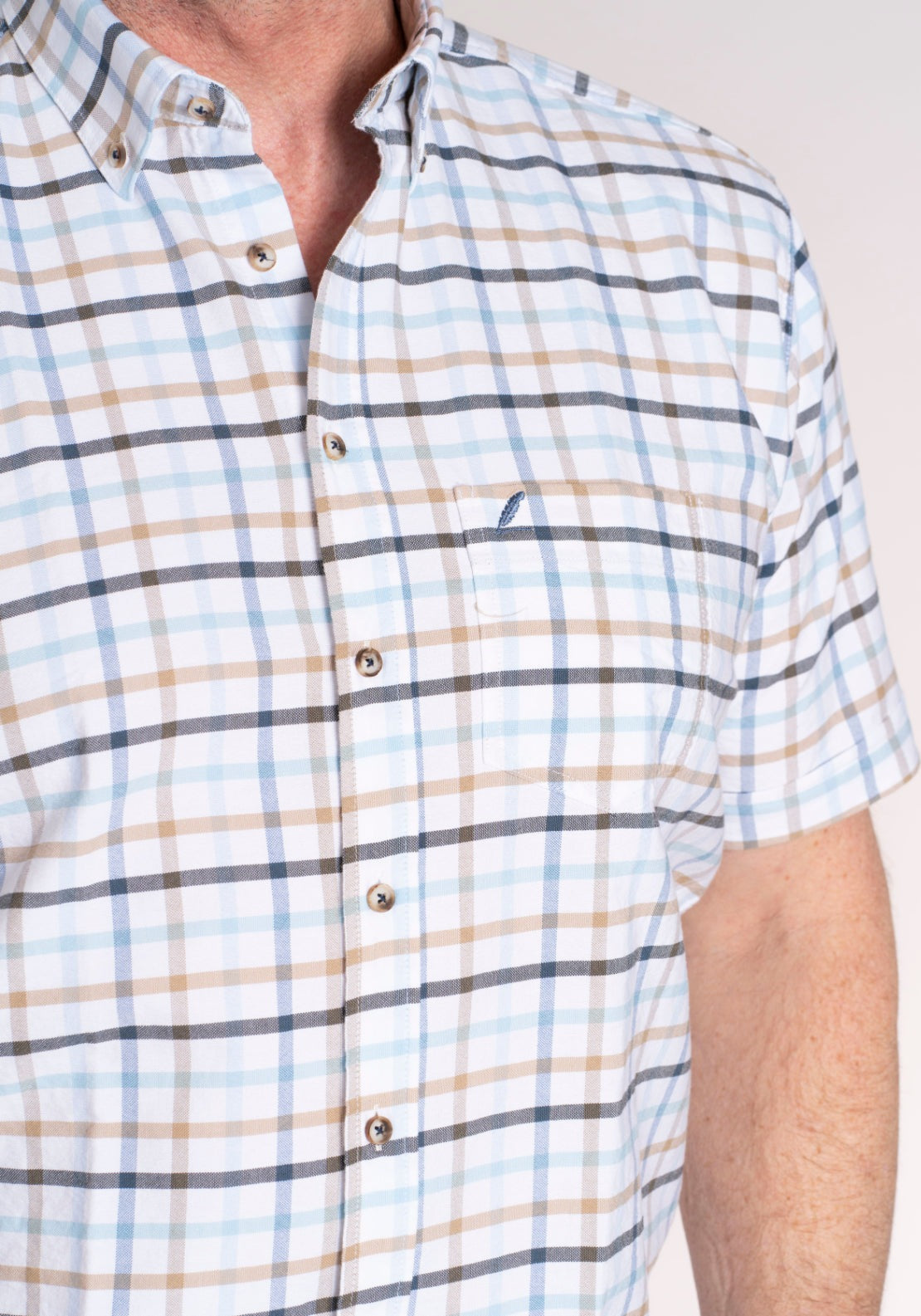 Yeats 100% Cotton Short Sleeve Check Shirt - Navy 4 Shaws Department Stores