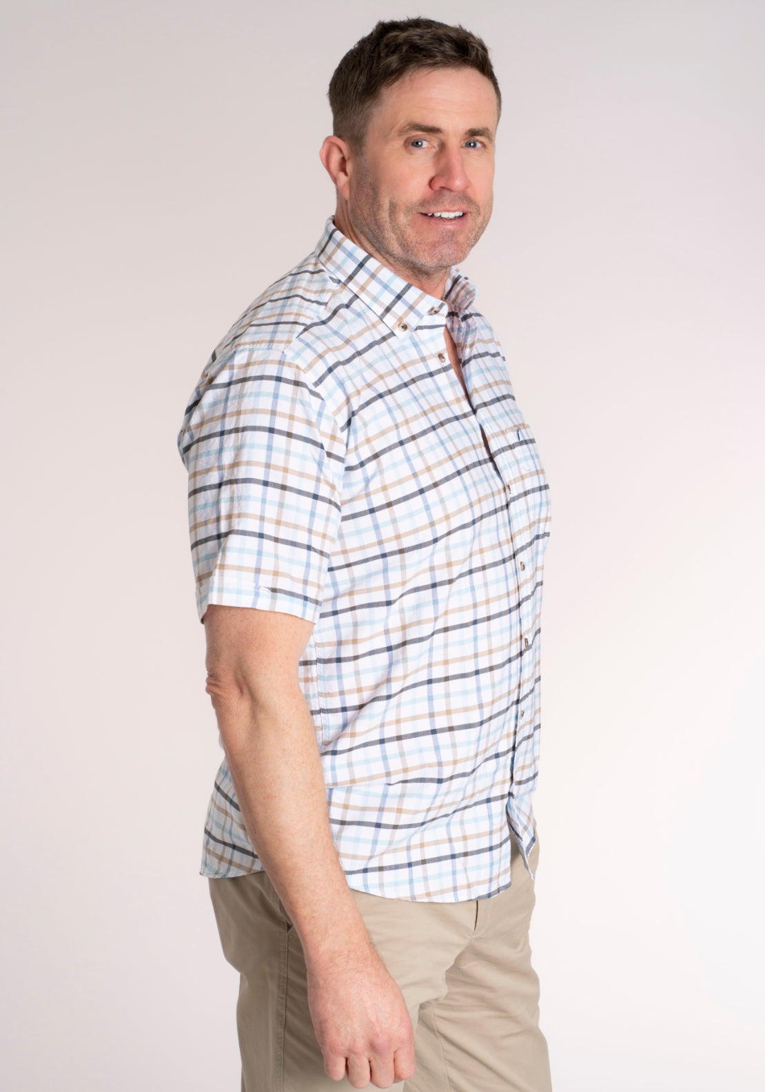 Yeats 100% Cotton Short Sleeve Check Shirt - Navy 3 Shaws Department Stores