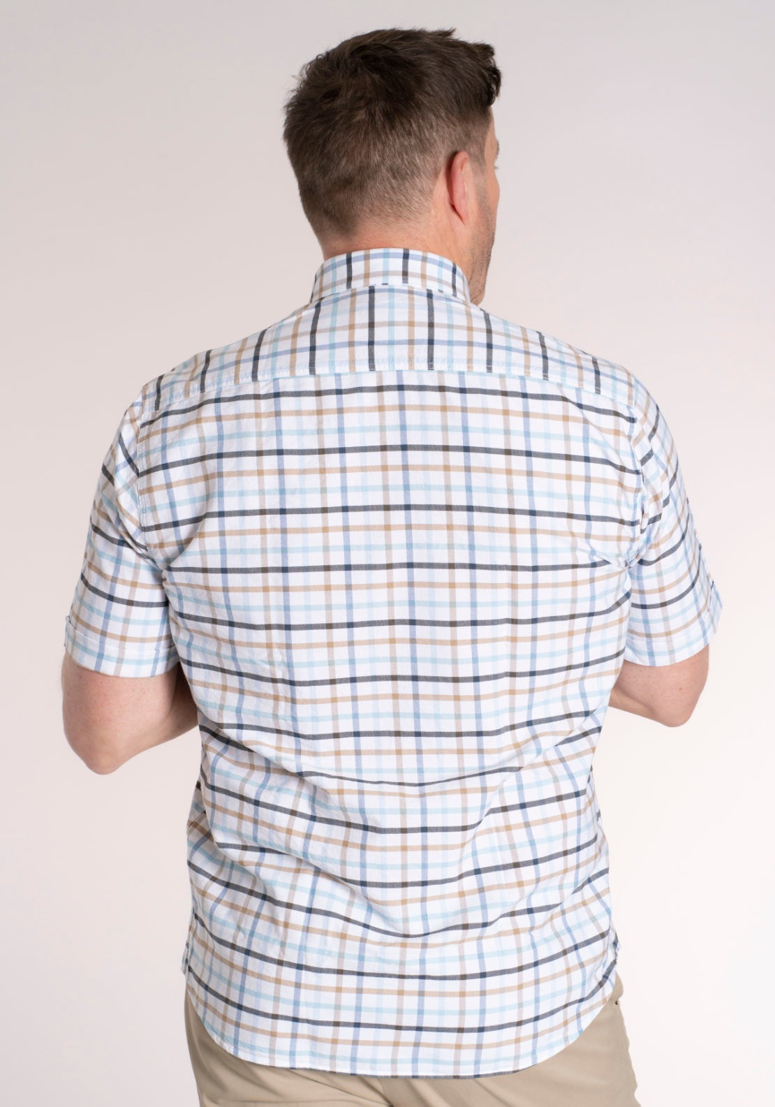 Yeats 100% Cotton Short Sleeve Check Shirt - Navy 2 Shaws Department Stores