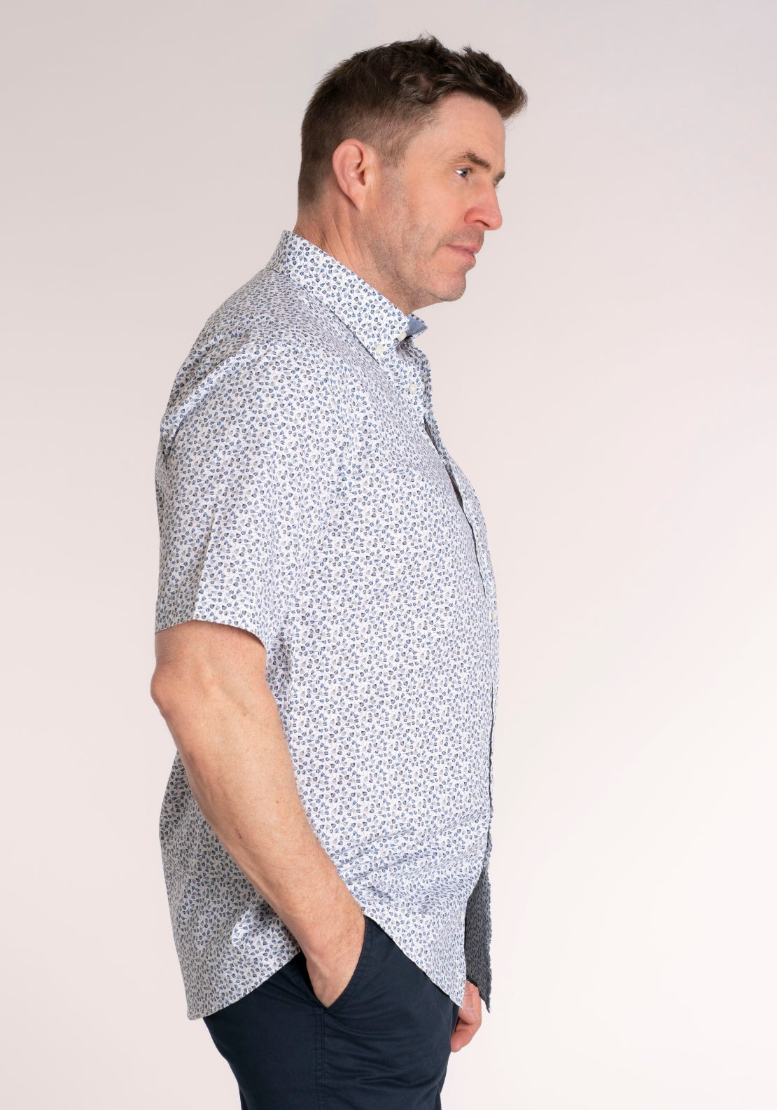 Yeats 100% Cotton Short Sleeve Print Shirt - Blue Floral 3 Shaws Department Stores