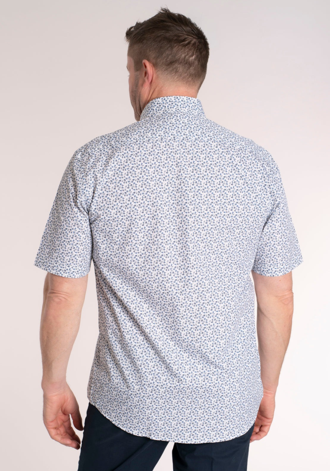 Yeats 100% Cotton Short Sleeve Print Shirt - Blue Floral 2 Shaws Department Stores