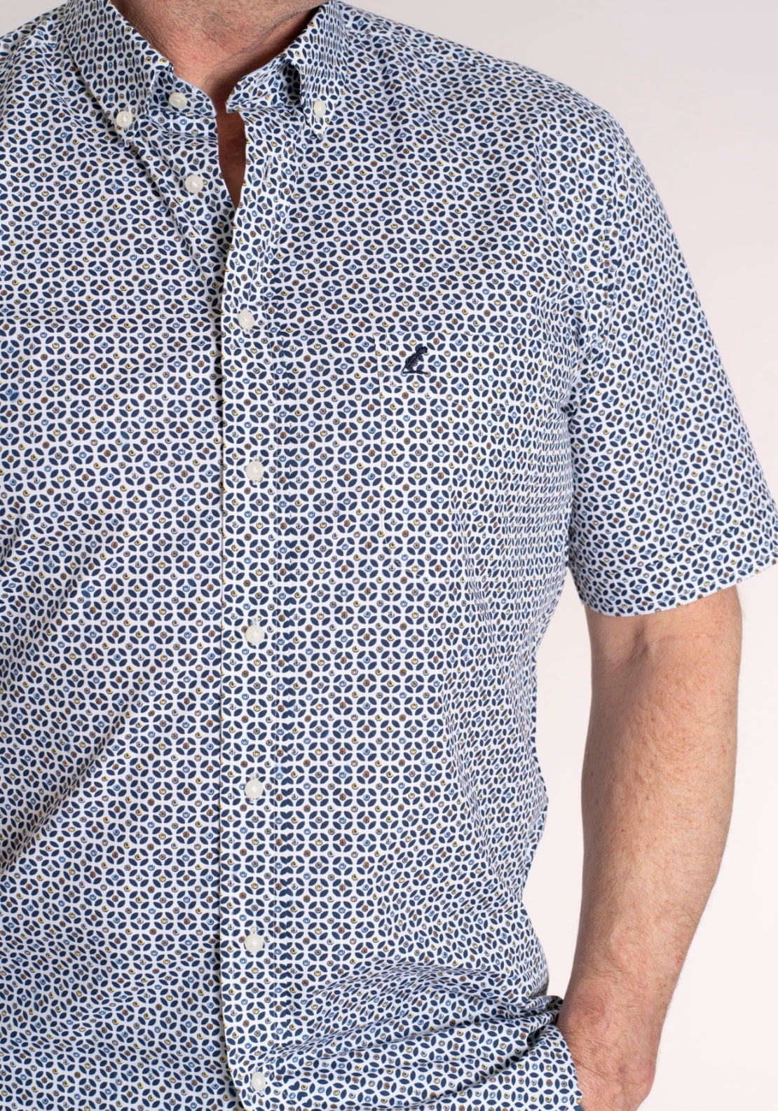 Yeats 100% Cotton Short Sleeve Print Shirt - Pink 4 Shaws Department Stores