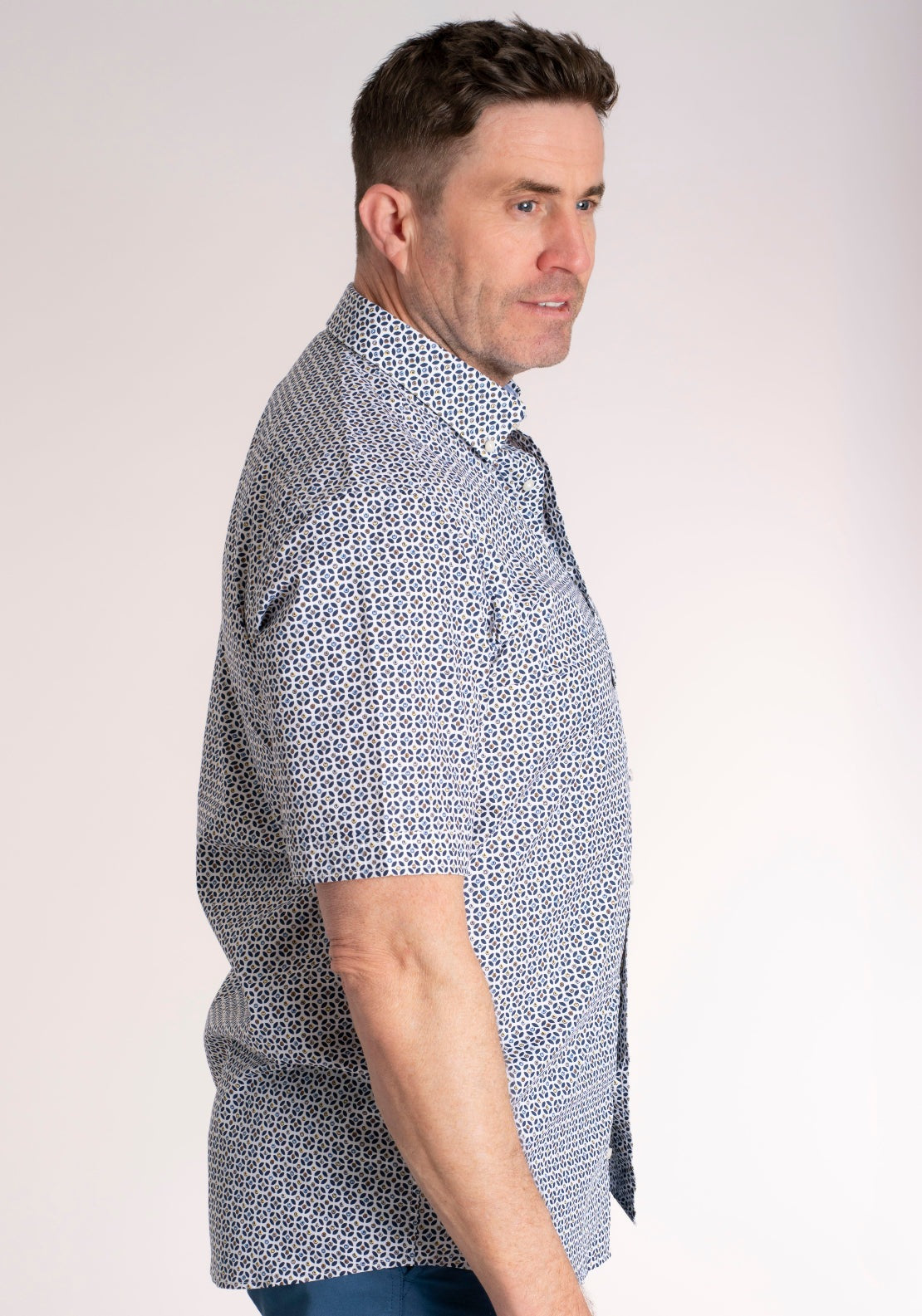 Yeats 100% Cotton Short Sleeve Print Shirt - Pink 3 Shaws Department Stores