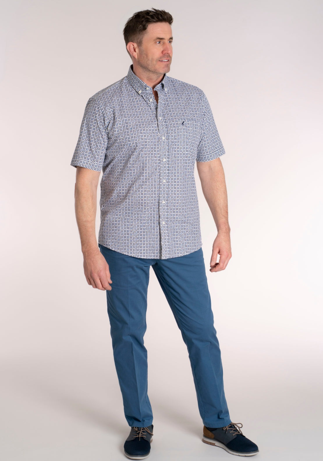 Yeats 100% Cotton Short Sleeve Print Shirt - Pink 6 Shaws Department Stores