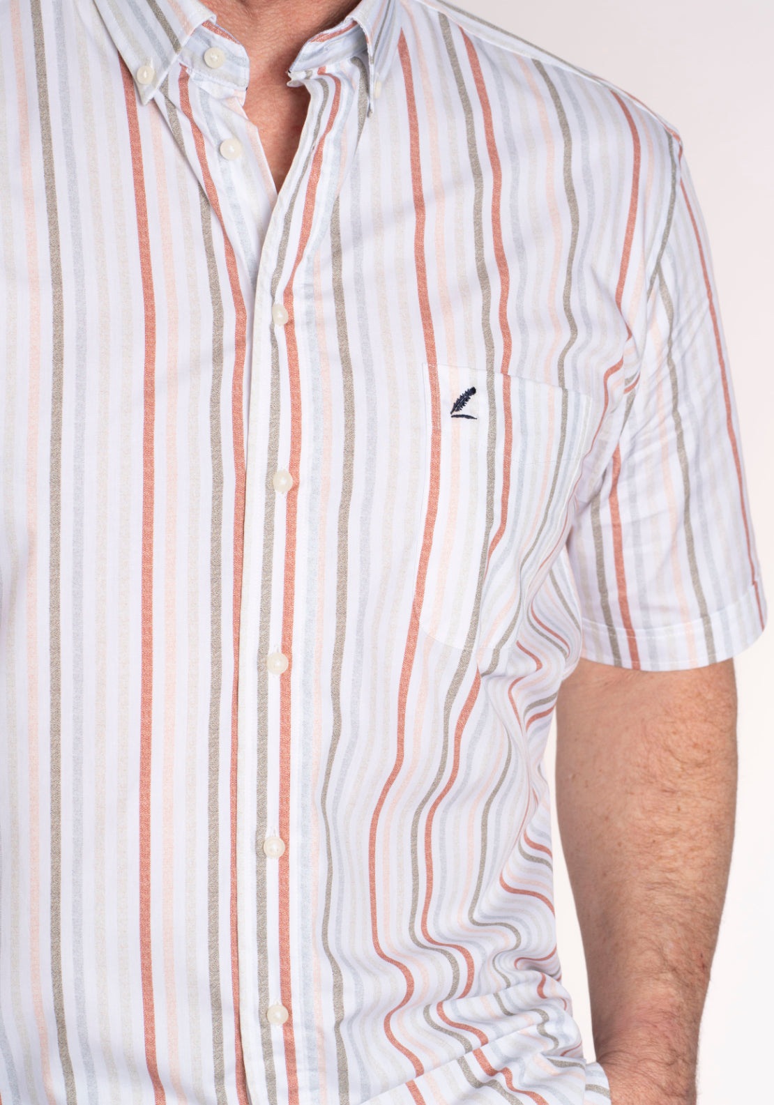 Yeats 100% Cotton Short Sleeve Stripe Shirt - Red / Multi 4 Shaws Department Stores