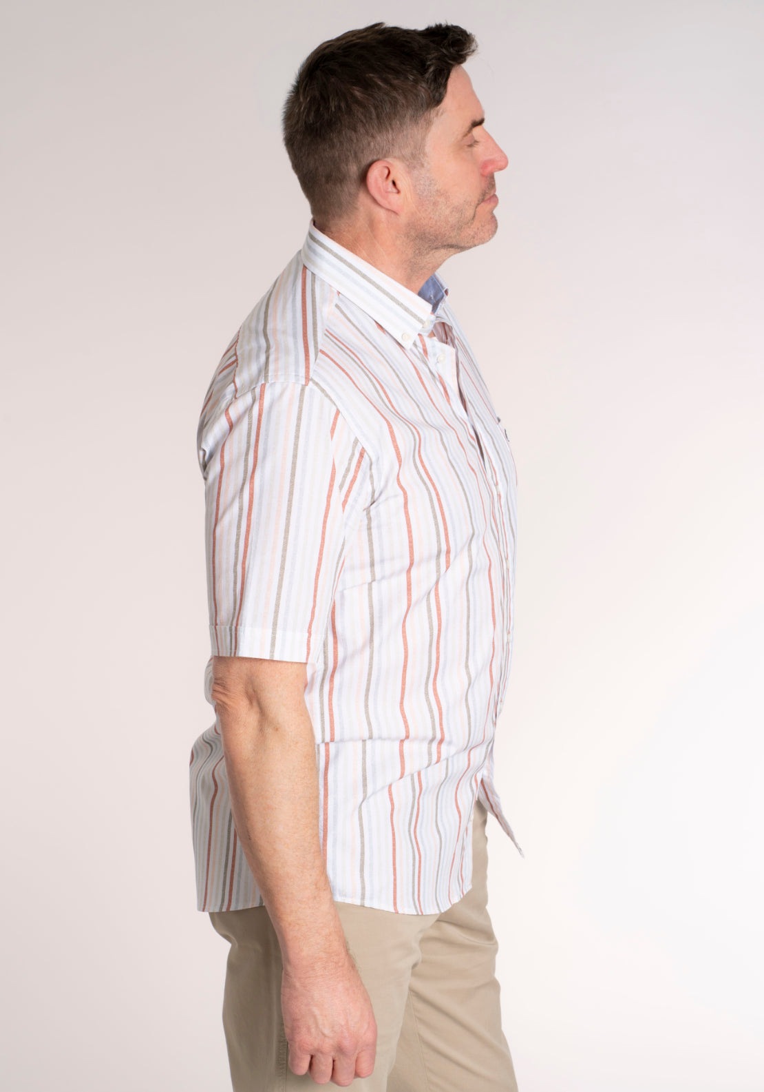 Yeats 100% Cotton Short Sleeve Stripe Shirt - Red / Multi 3 Shaws Department Stores