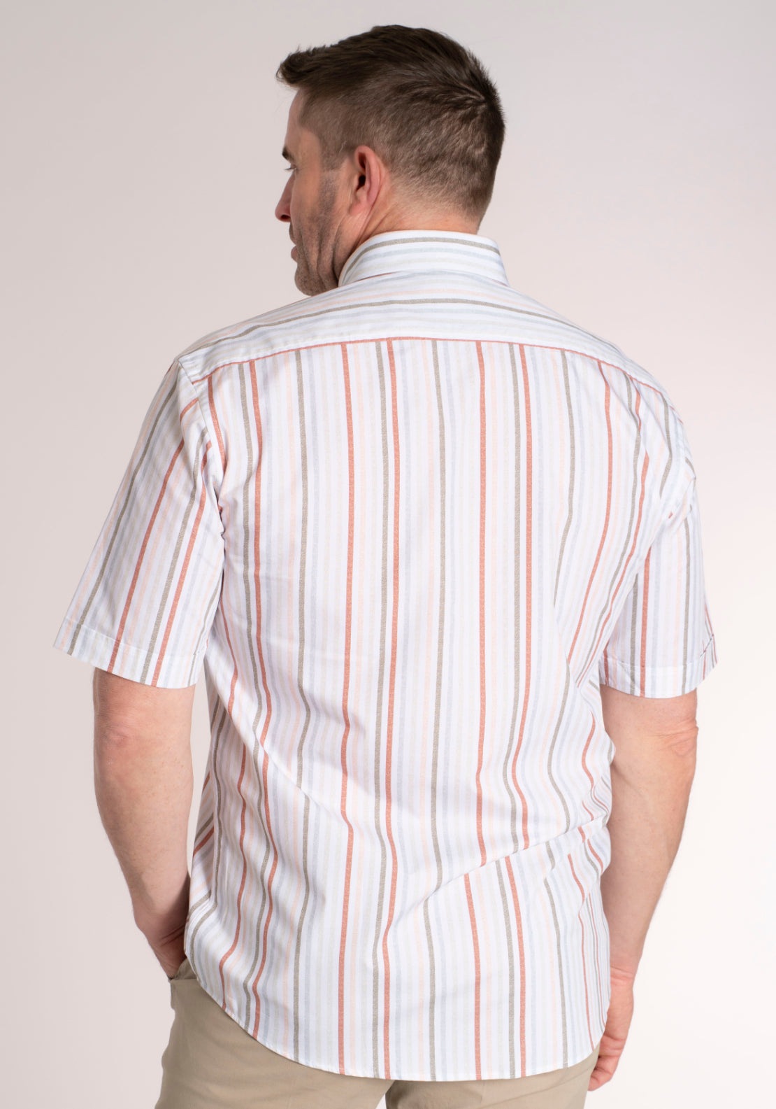 Yeats 100% Cotton Short Sleeve Stripe Shirt - Red / Multi 2 Shaws Department Stores