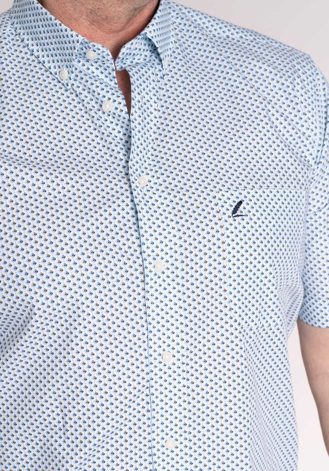 Yeats 100% Cotton Short Sleeve Print Shirt - Blue Diamond 4 Shaws Department Stores
