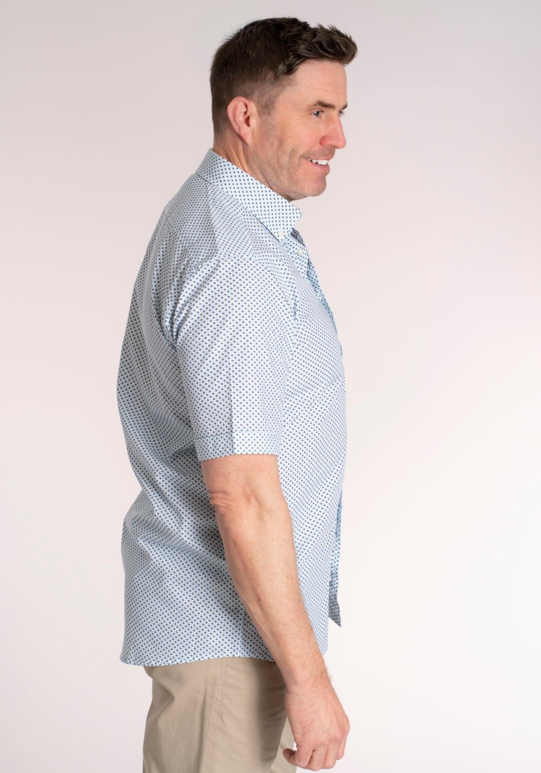 Yeats 100% Cotton Short Sleeve Print Shirt - Blue Diamond 3 Shaws Department Stores