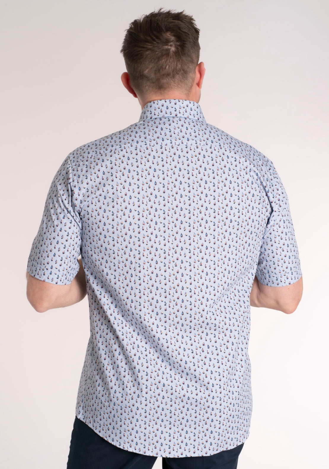 Yeats 100% Cotton Short Sleeve Print Shirt - Blue Sail 2 Shaws Department Stores
