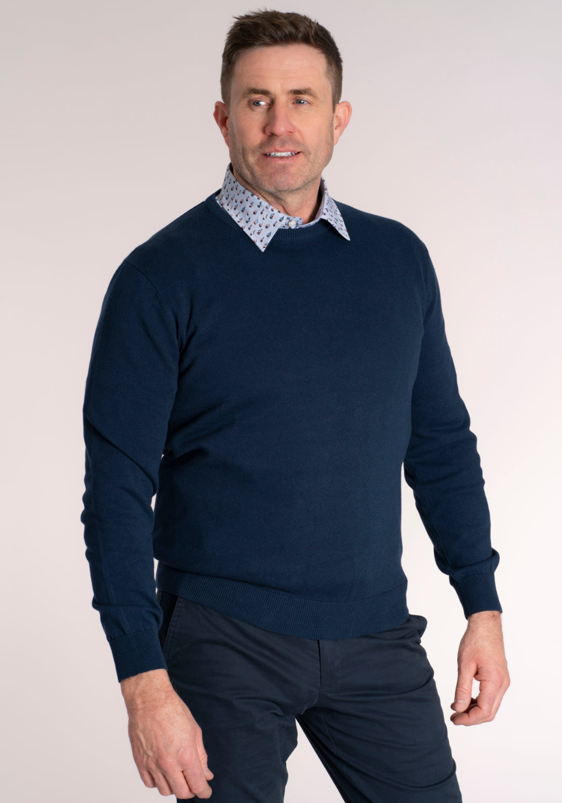 Yeats 100% Cotton Crew Neck Knitwear - Breathable Fabric 1 Shaws Department Stores