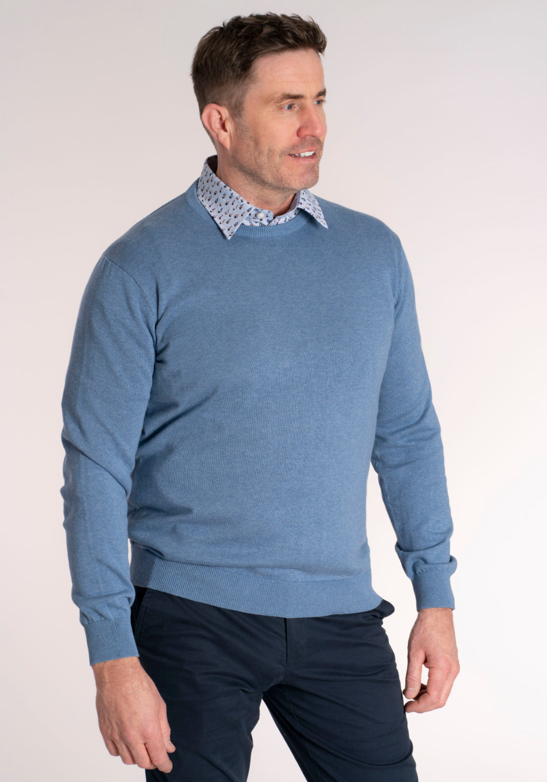 Yeats 100% Cotton Crew Neck Knitwear - Breathable Fabric 1 Shaws Department Stores