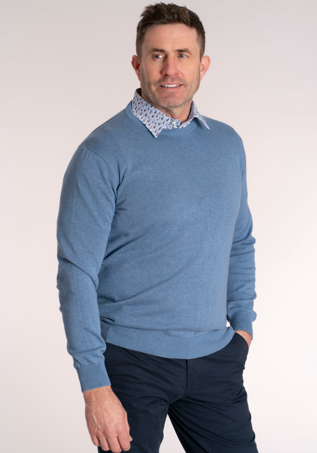 Yeats 100% Cotton Crew Neck Knitwear - Breathable Fabric 3 Shaws Department Stores