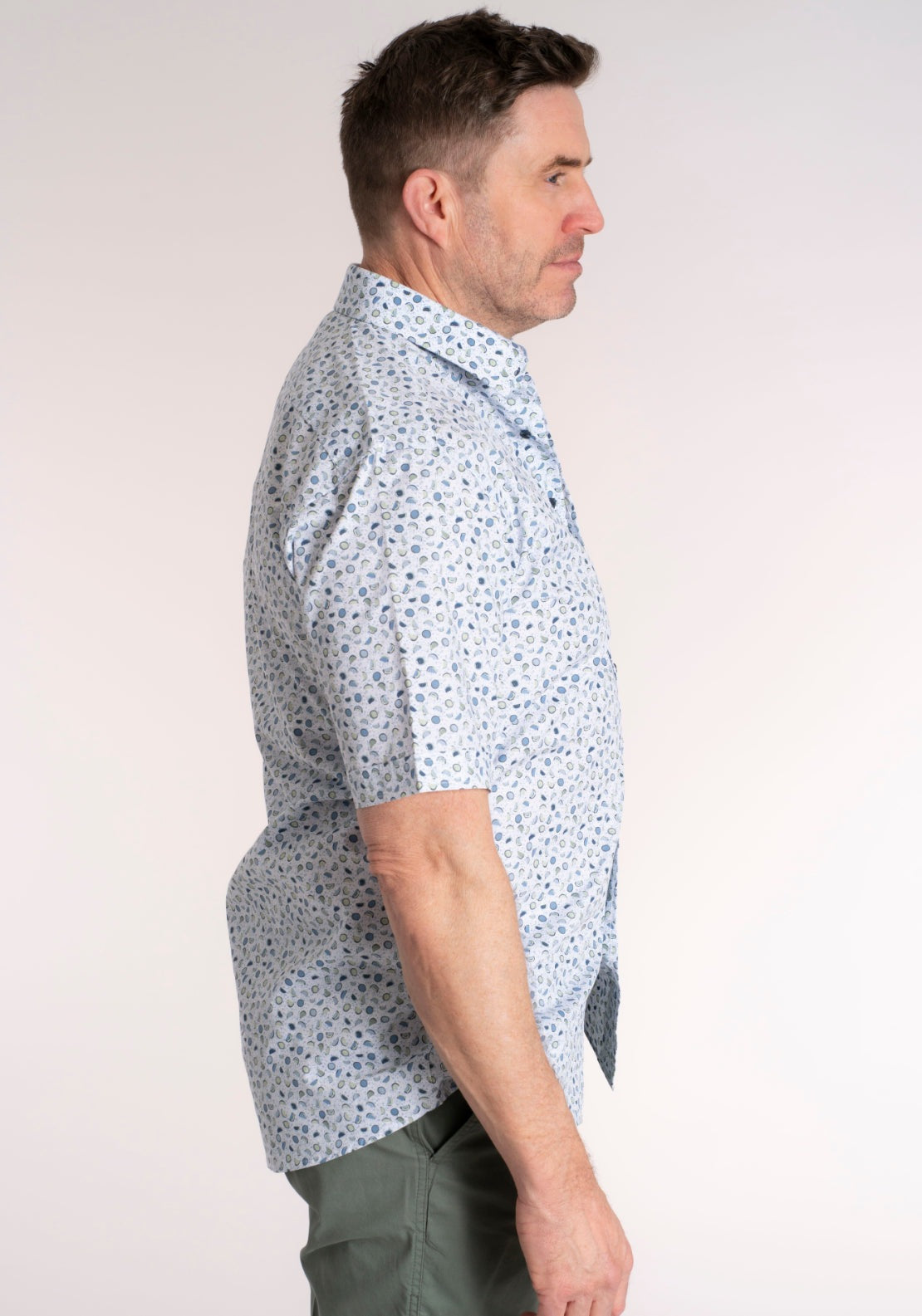 Yeats 100% Cotton Short Sleeve Print Shirt - Green Melon 3 Shaws Department Stores