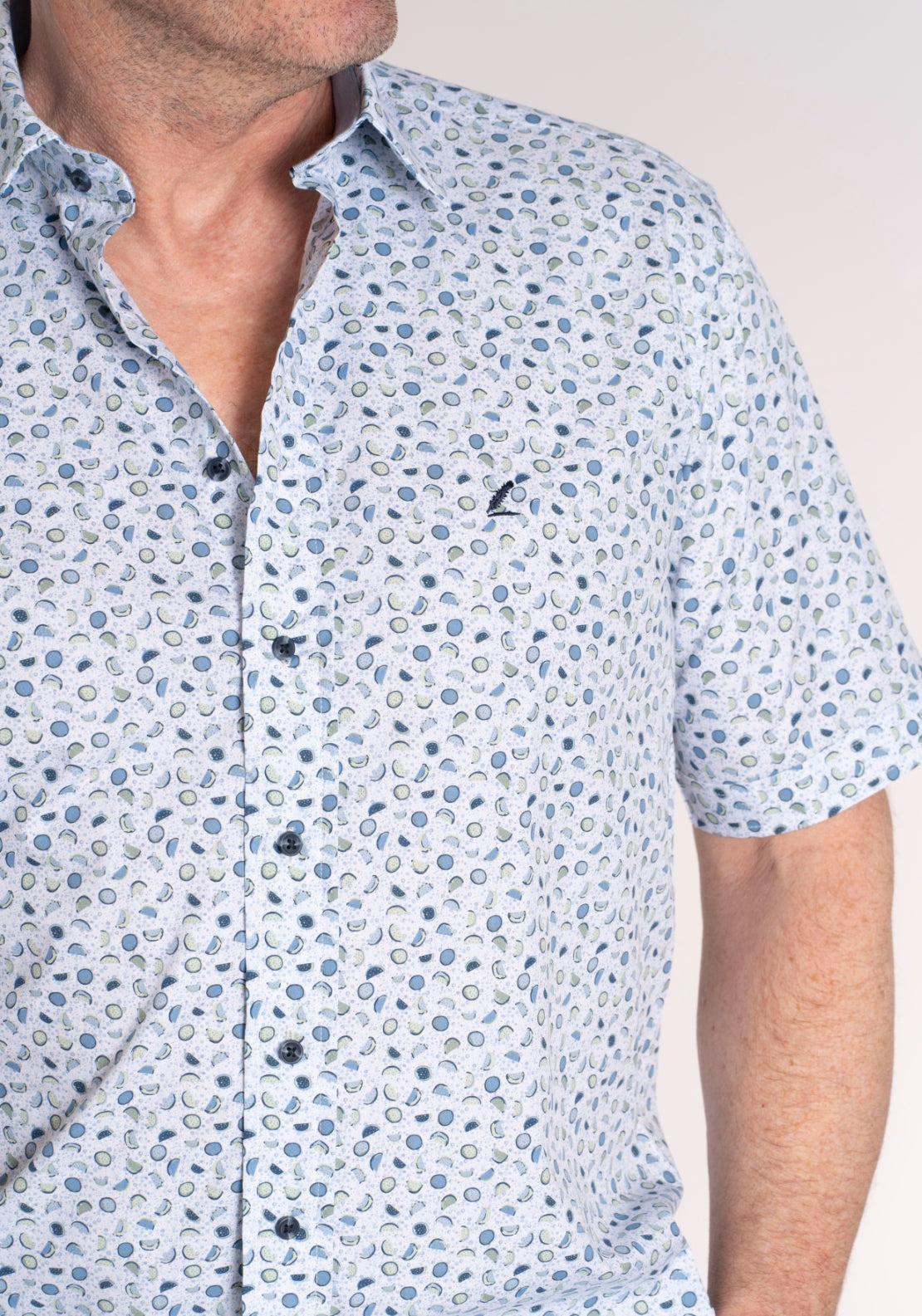Yeats 100% Cotton Short Sleeve Print Shirt - Green Melon 4 Shaws Department Stores