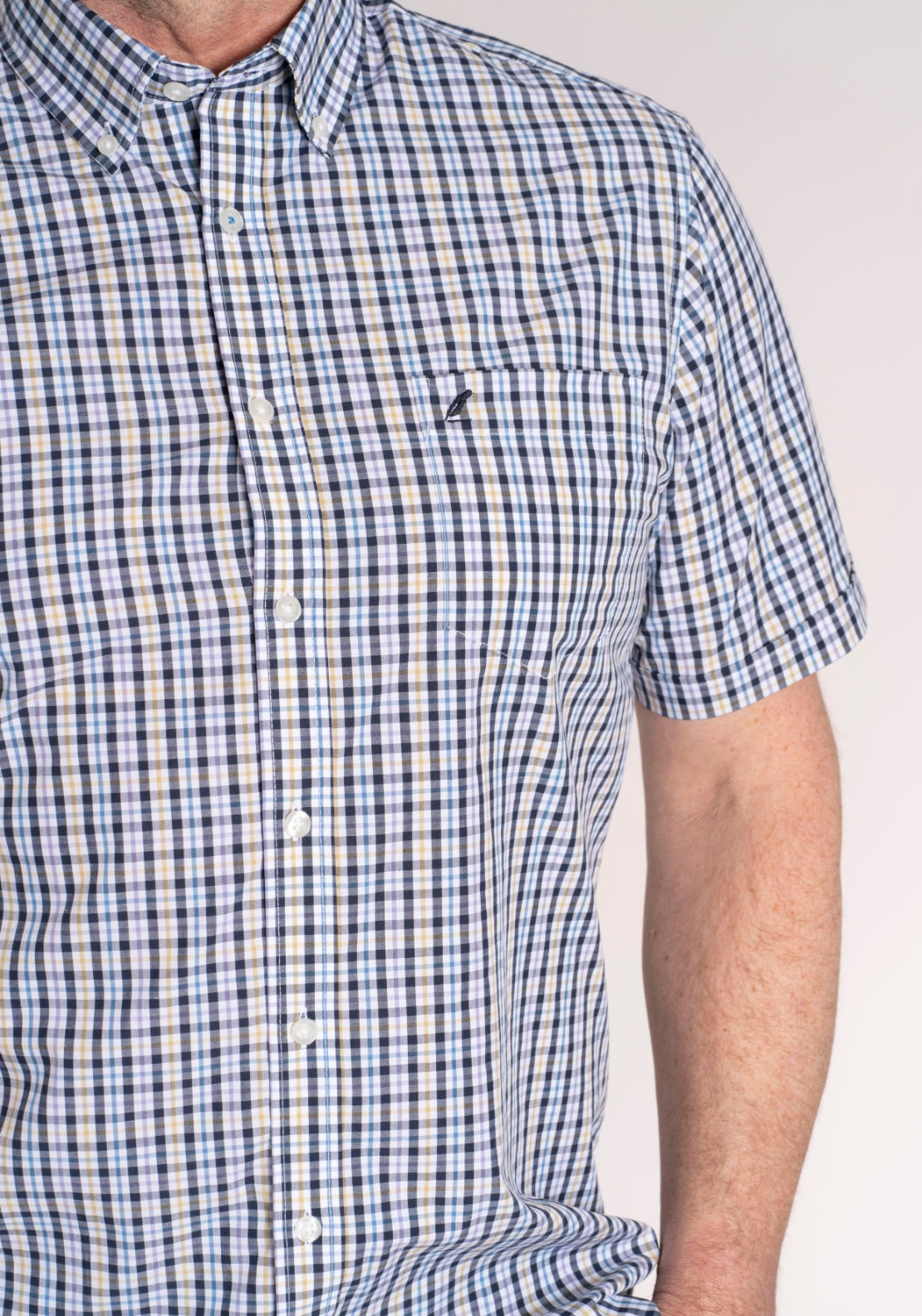 Yeats 100% Cotton Short Sleeve Check Shirt - Purple 4 Shaws Department Stores