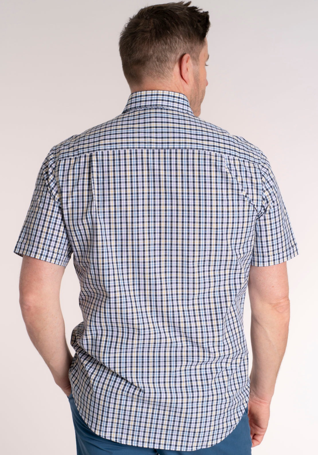 Yeats 100% Cotton Short Sleeve Check Shirt - Purple 2 Shaws Department Stores