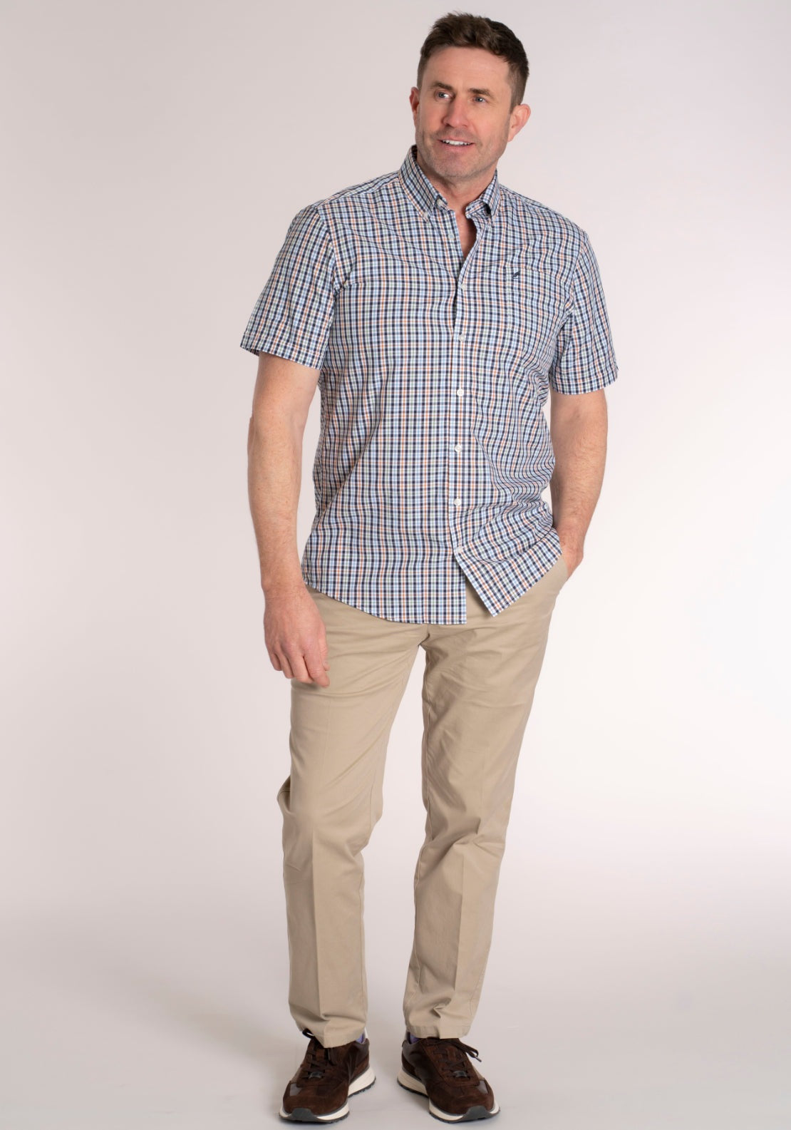 Yeats 100% Cotton Short Sleeve Check Shirt - Green 6 Shaws Department Stores