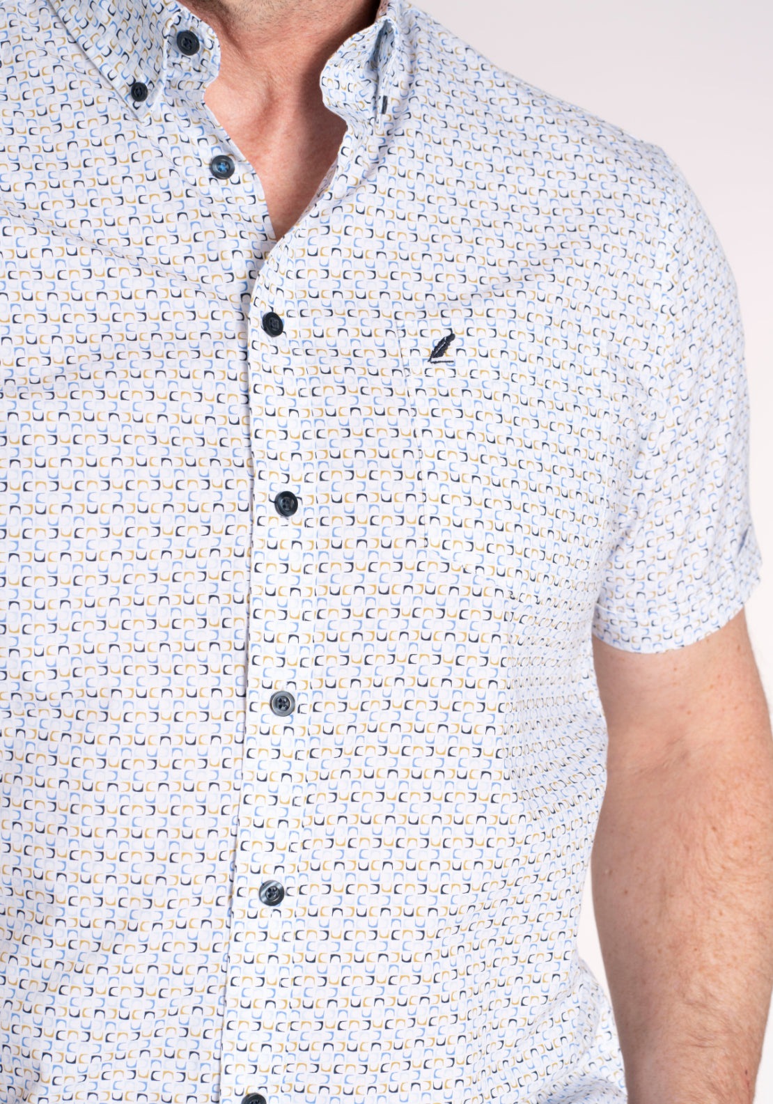 Yeats 100% Cotton Short Sleeve Print Shirt - Blue 5 Shaws Department Stores