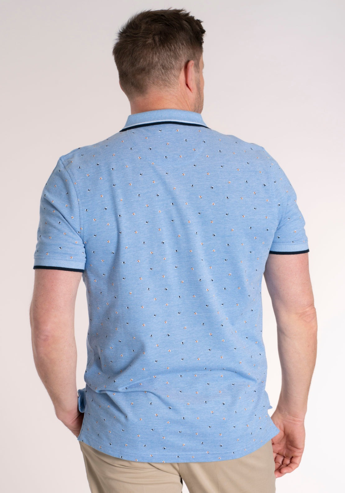 Yeats 100% Cotton Short Sleeve Print Polo - Blue 2 Shaws Department Stores
