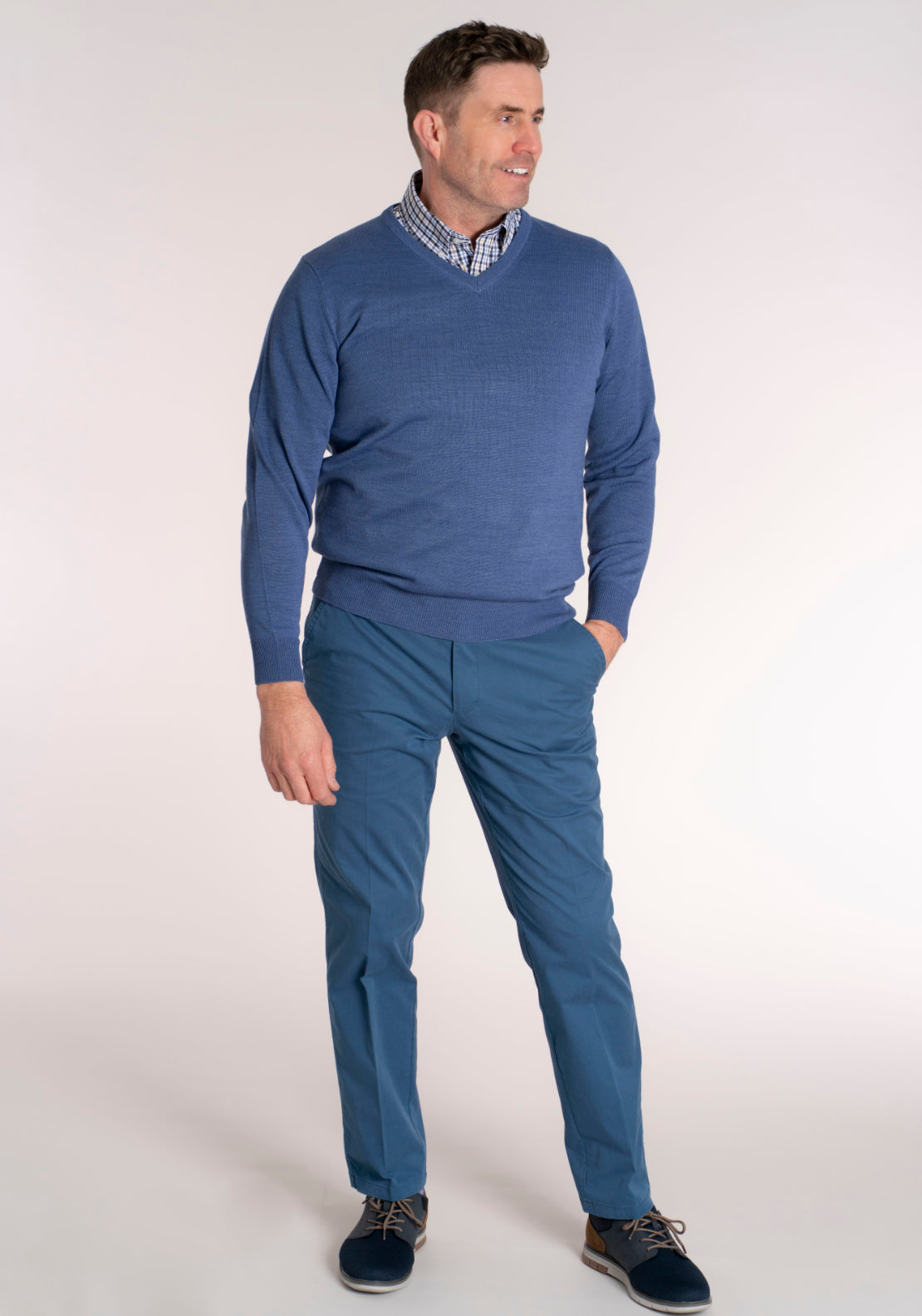 Gurteen Cotton Blend Lonford Chino - Blue 6 Shaws Department Stores