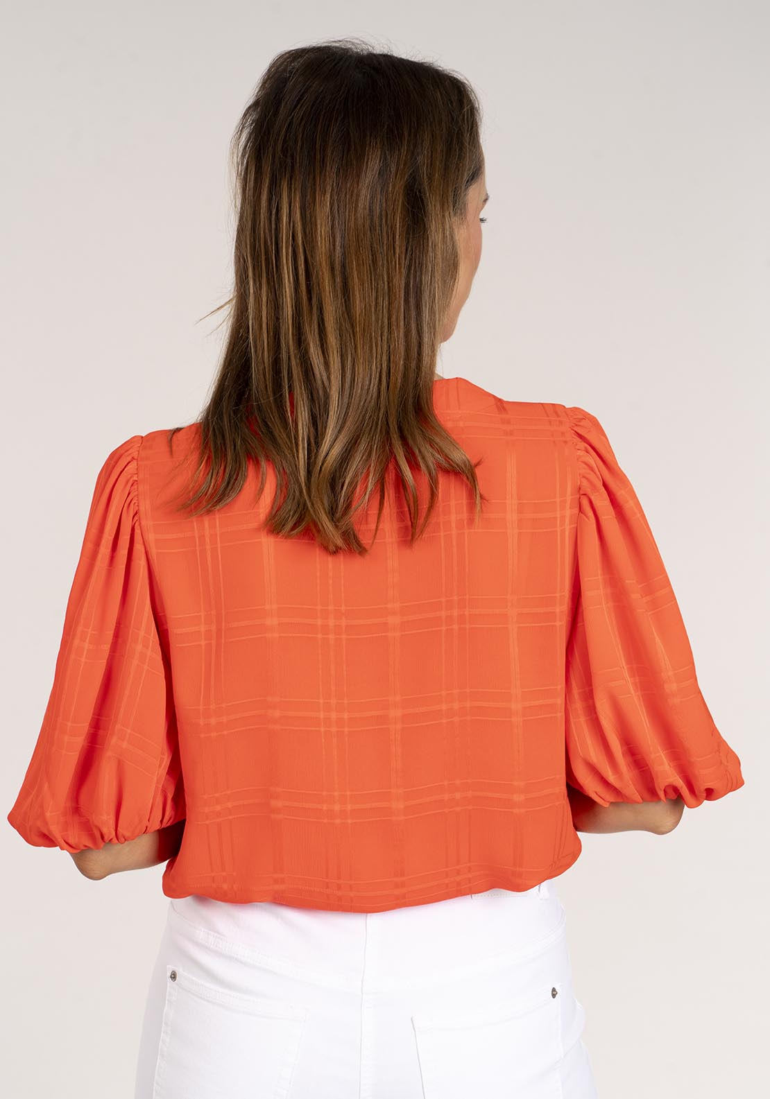 Naoise Short Sleeve Blouse - Orange 5 Shaws Department Stores