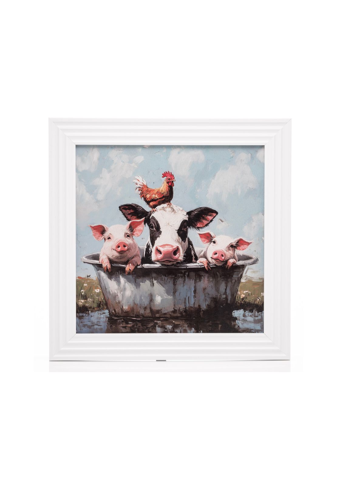 The Grange Collection Stonewall Gallery Framed Picture Farmyard Animals in the Bath - Multi 1 Shaws Department Stores