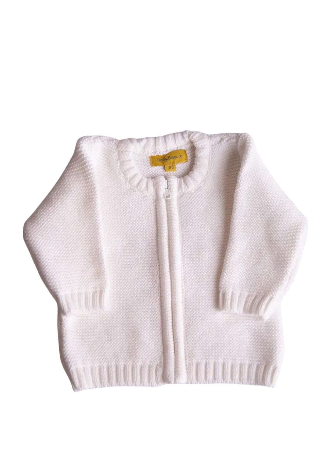Babyboo Zipped Cardigan - White 1 Shaws Department Stores