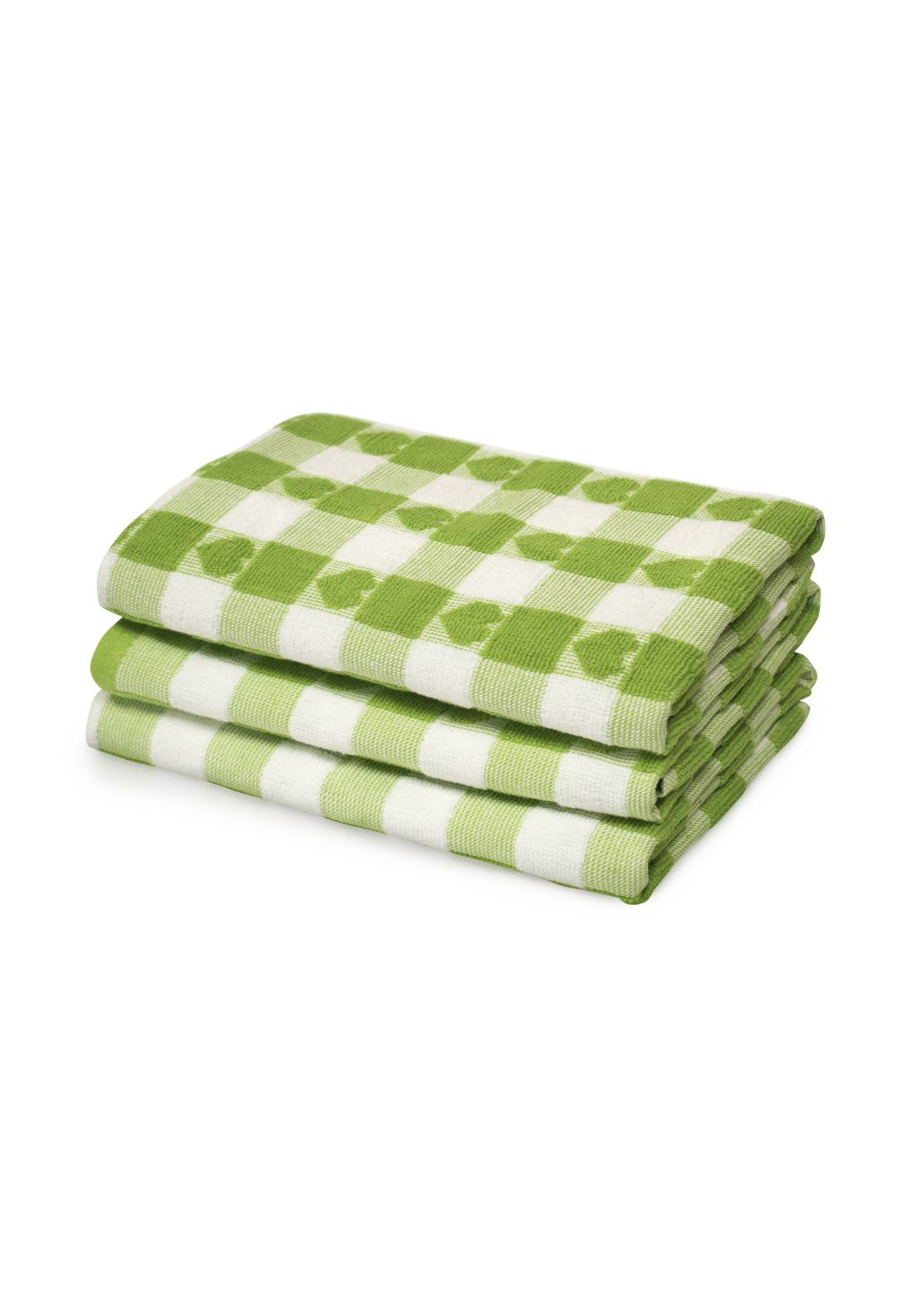 The Home Collection Hearts Check Tea Towel - Lime 1 Shaws Department Stores