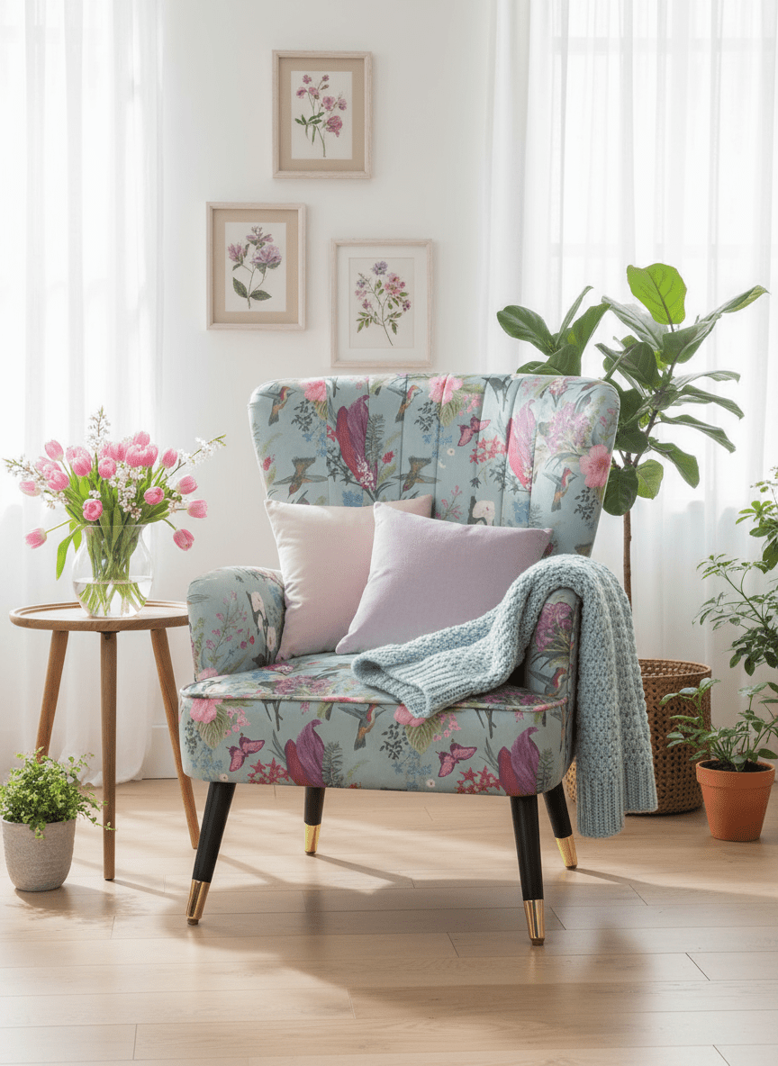 The Grange Collection Floral Armchair - Multi 2 Shaws Department Stores