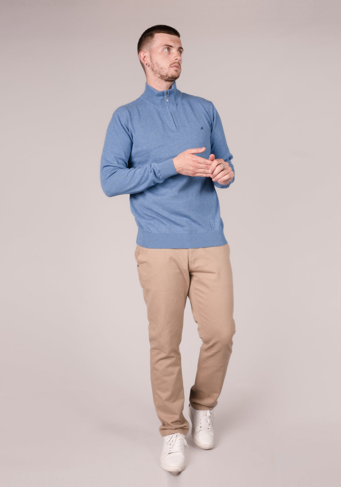 Mineral Altis 1/4 Zip Knit - Blue 2 Shaws Department Stores