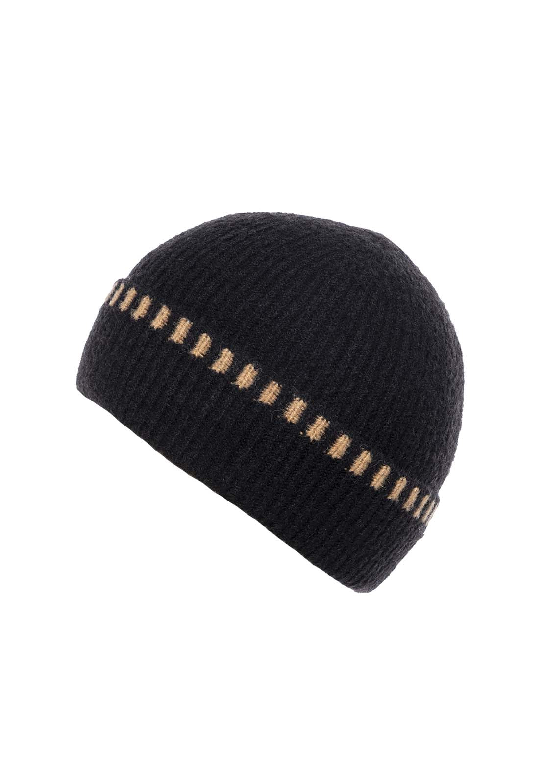 Boardmans Blanket Stitch Beanie - Black 1 Shaws Department Stores