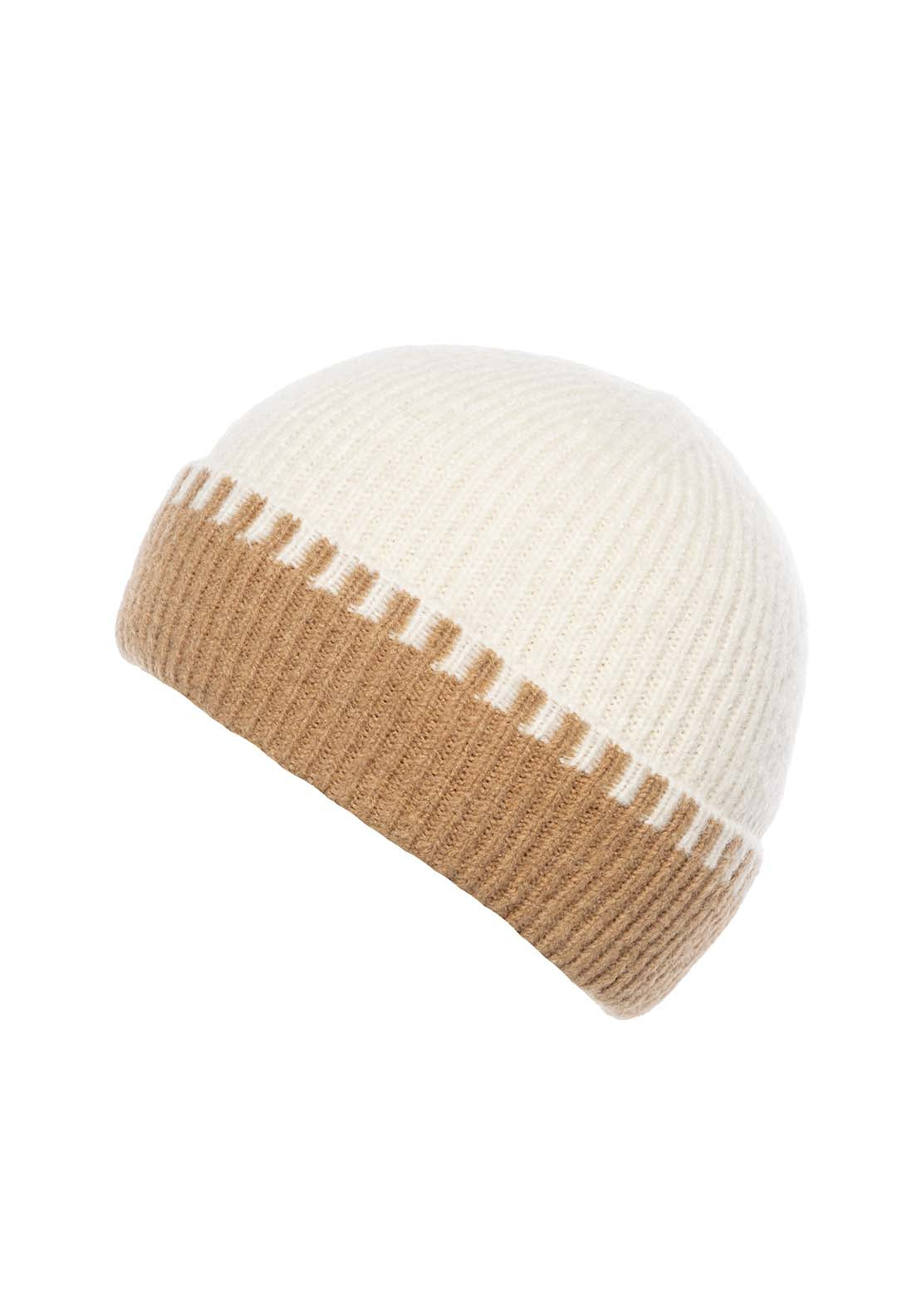Boardmans Blanket Stitch Beanie - Cream/camel 1 Shaws Department Stores